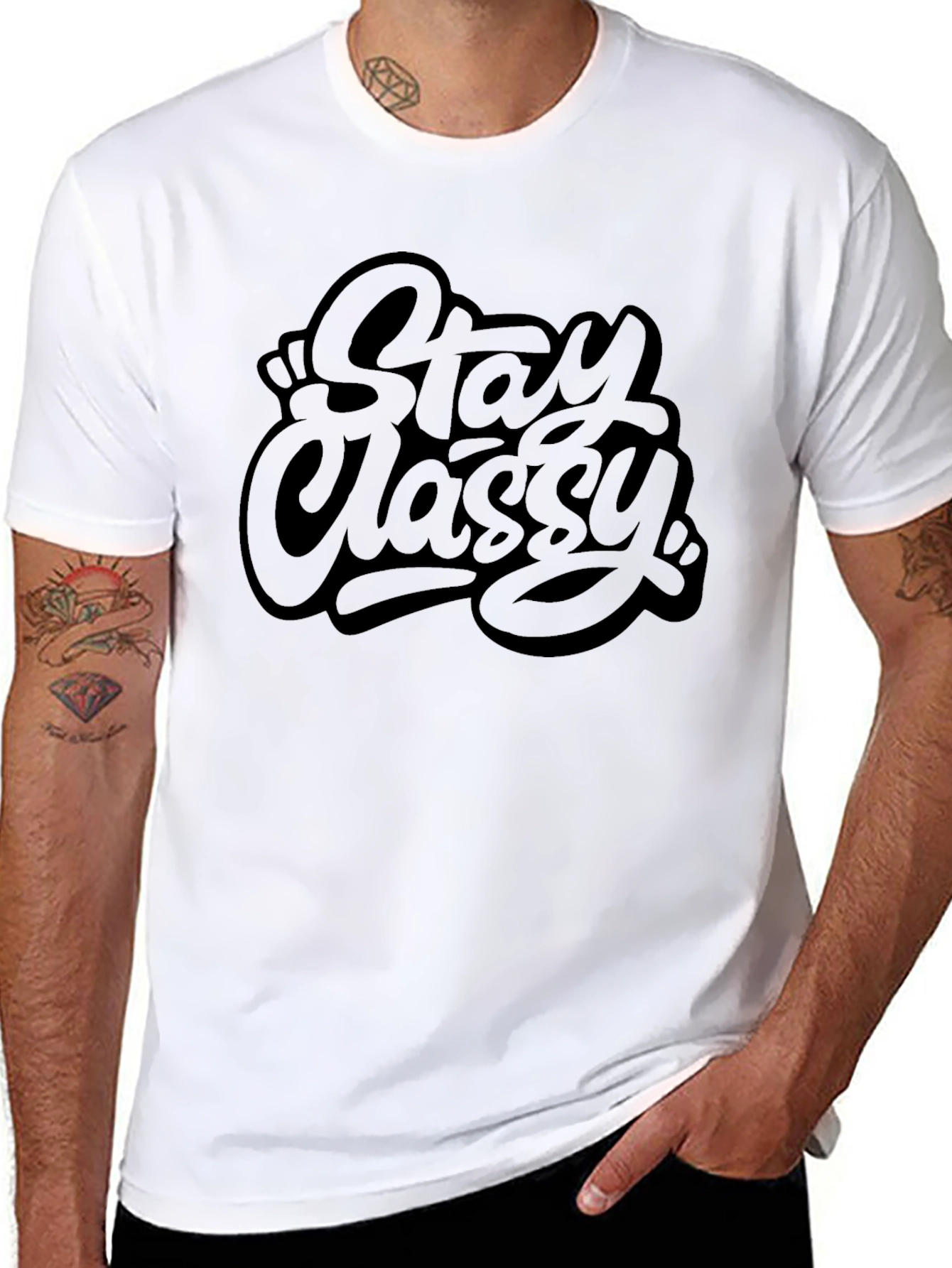 Stay Classy Graphic Tee - Black Casual T-Shirt
