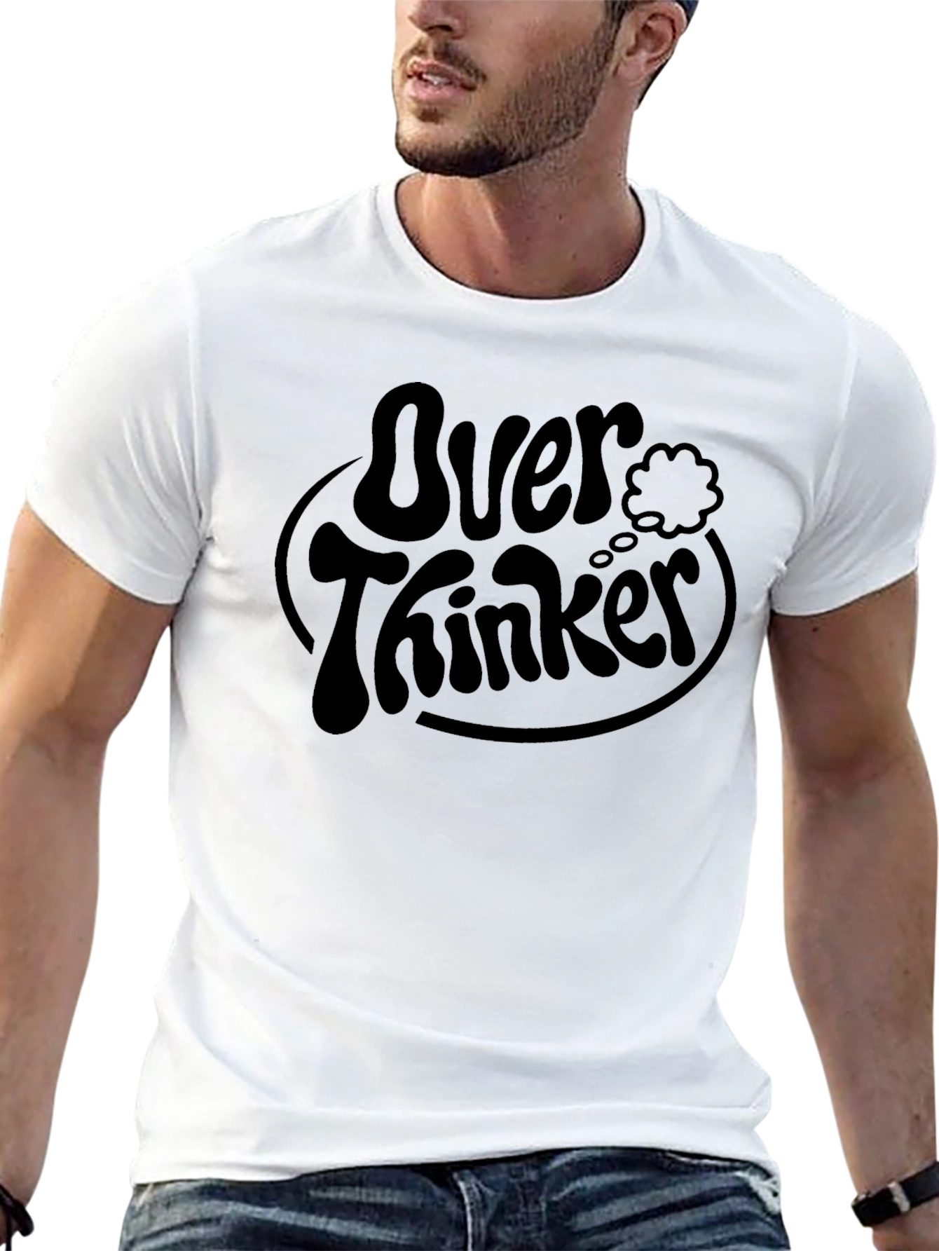 Over Thinker Black Graphic Tee