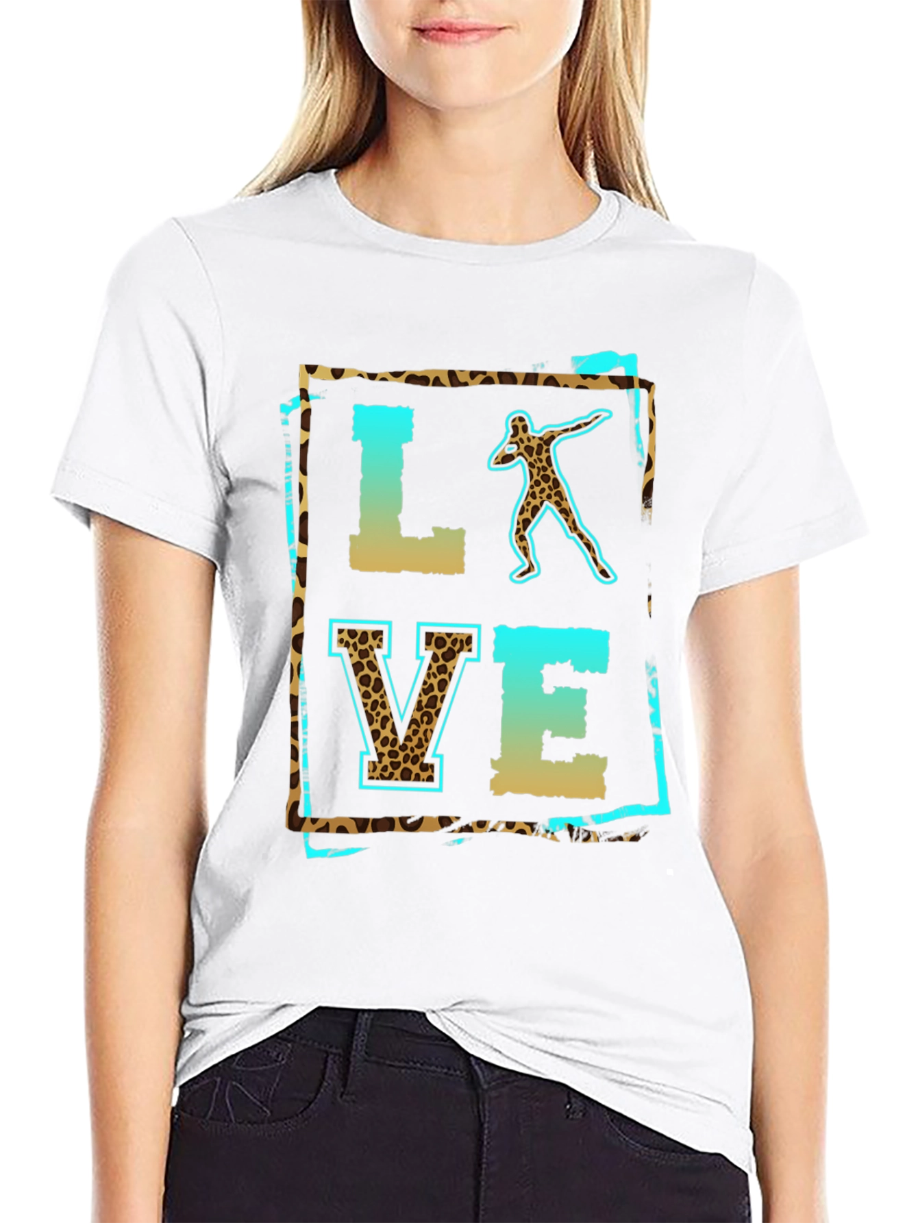 Leopard Print LOVE Shot Put T-Shirt