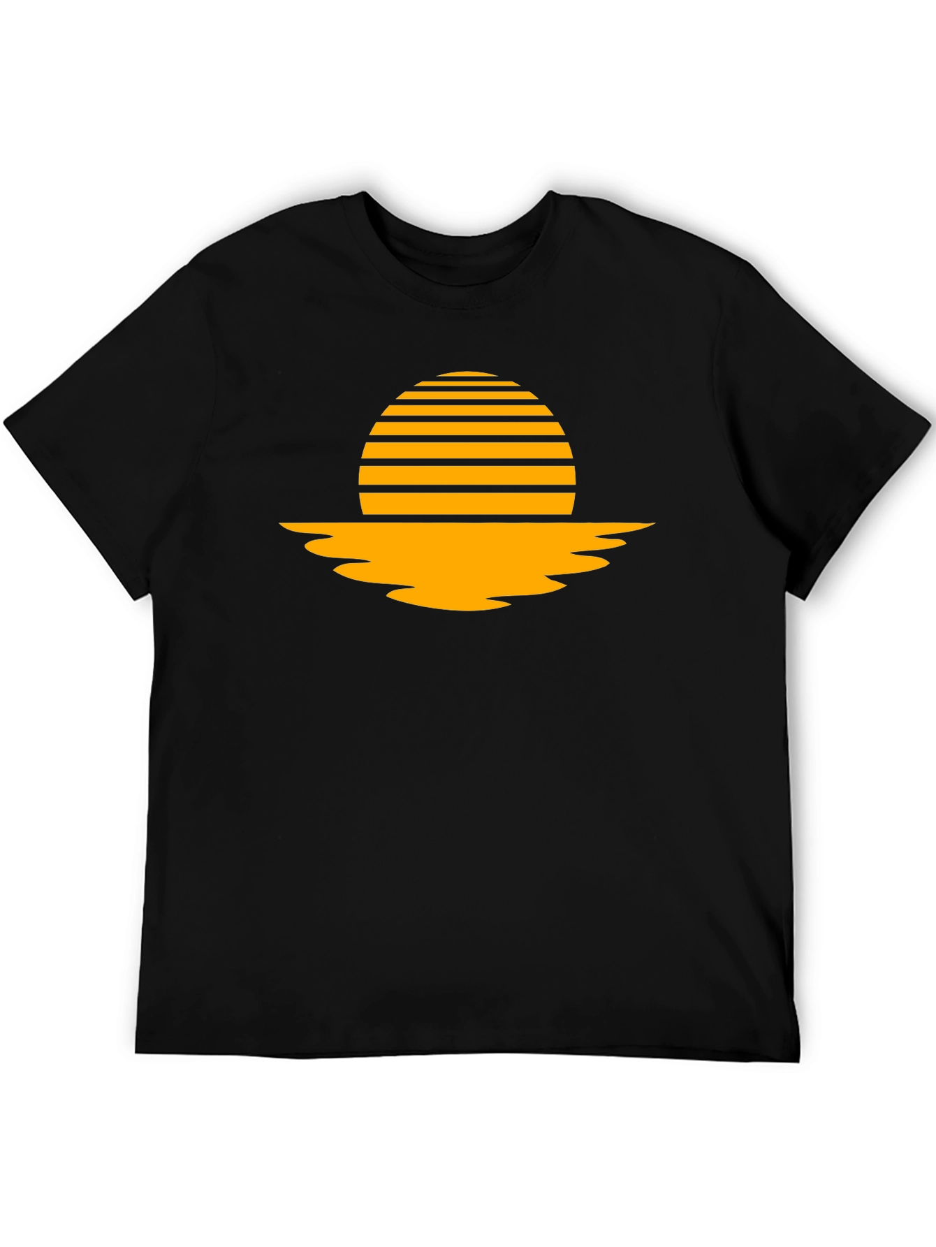 Retro Sunset Graphic Tee - Black Cotton Blend