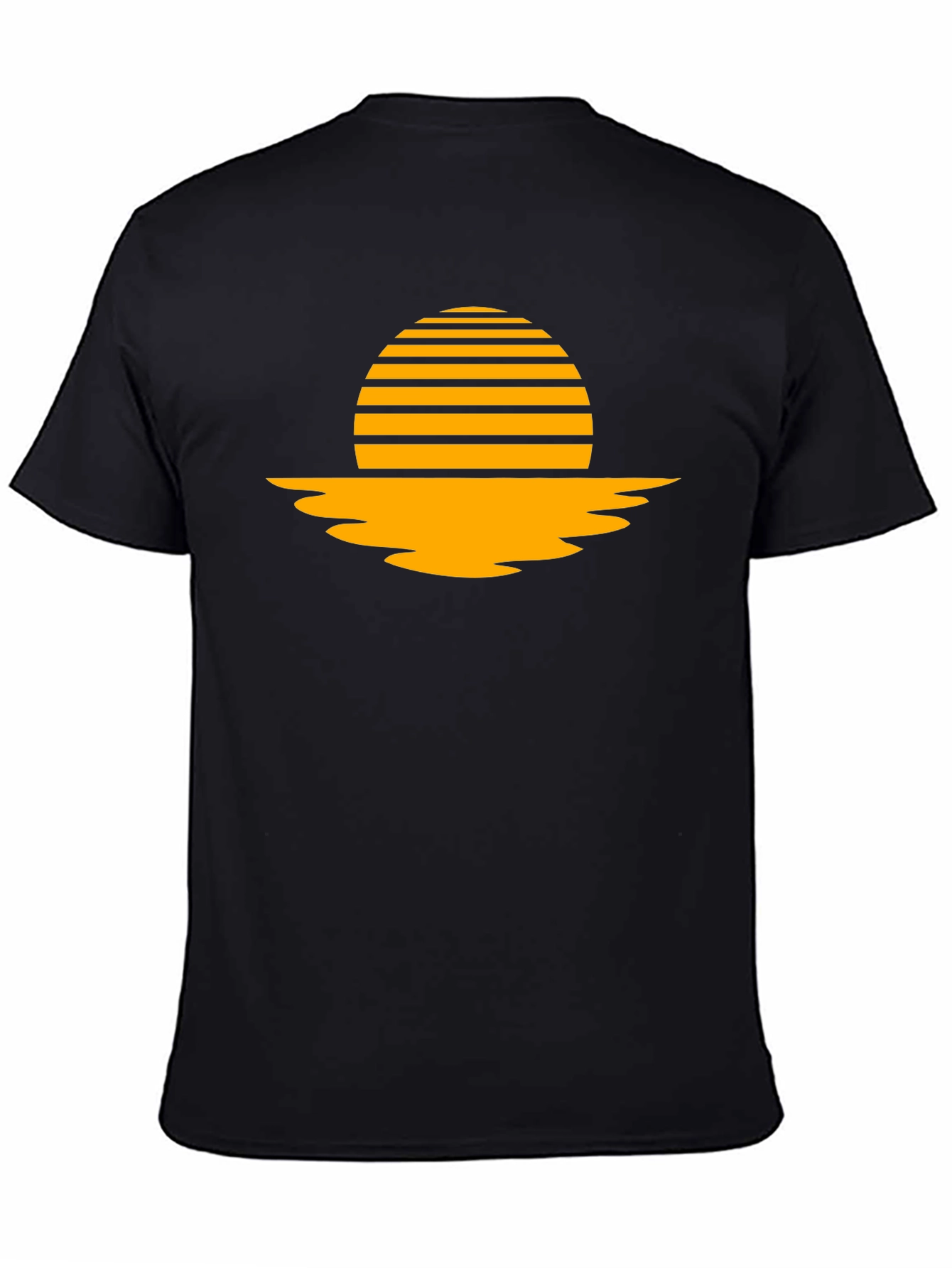 Retro Sunset Graphic Tee - Black Cotton Blend