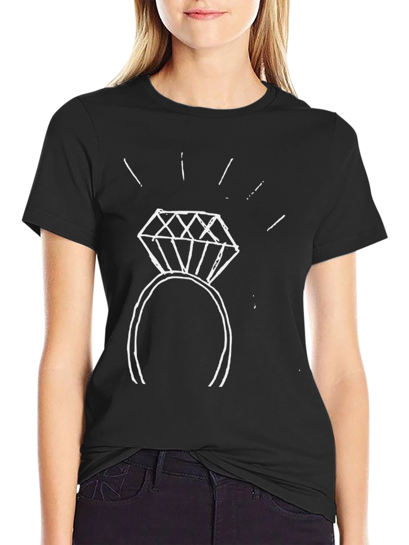 Diamond Ring Graphic Tee - Stylish Black T-Shirt