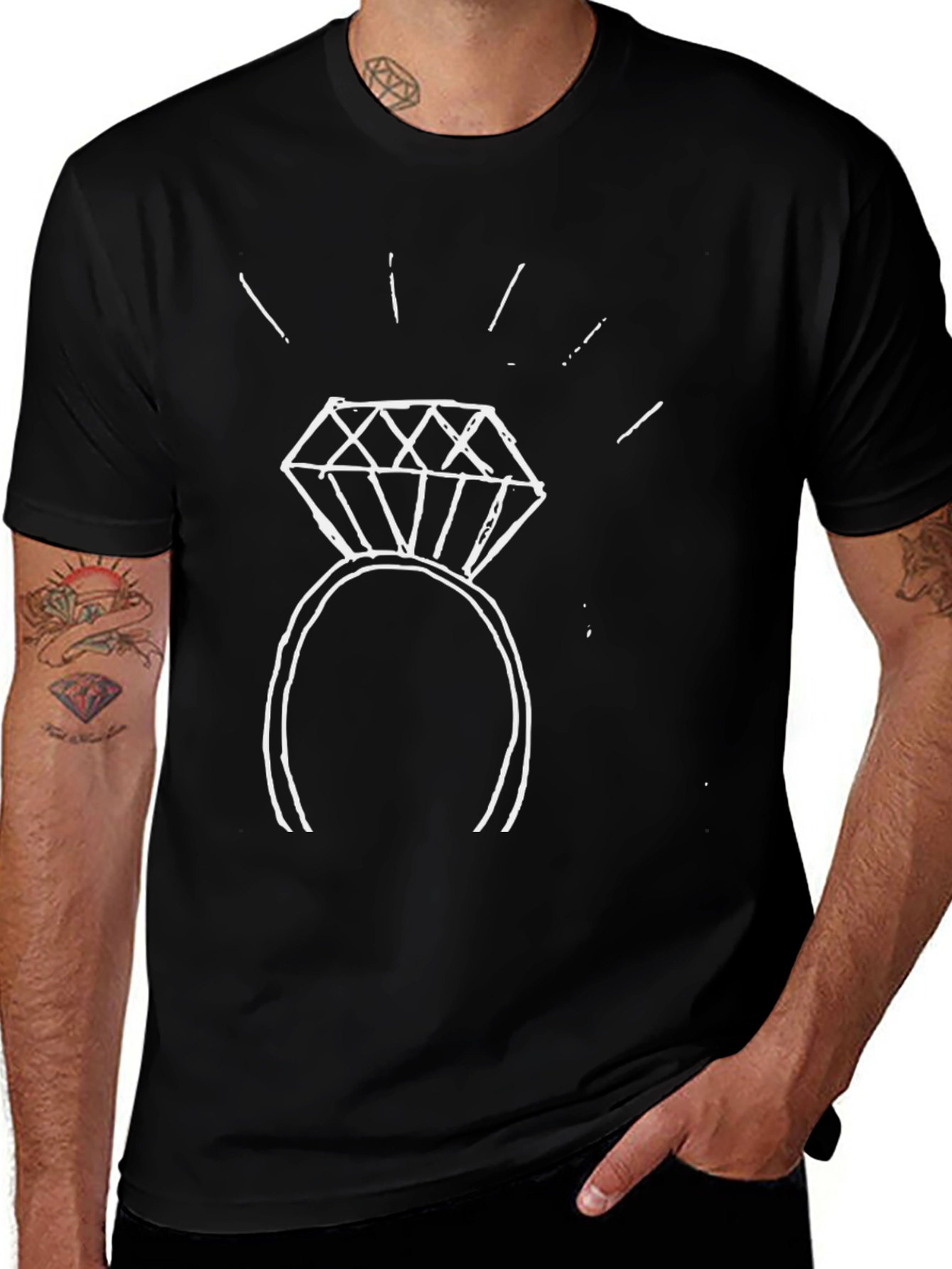 Diamond Ring Graphic Tee - Stylish Black T-Shirt