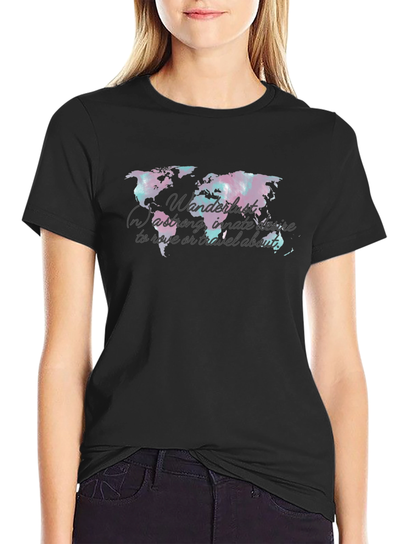 Wanderlust World Map Graphic Tee - Travel Inspired