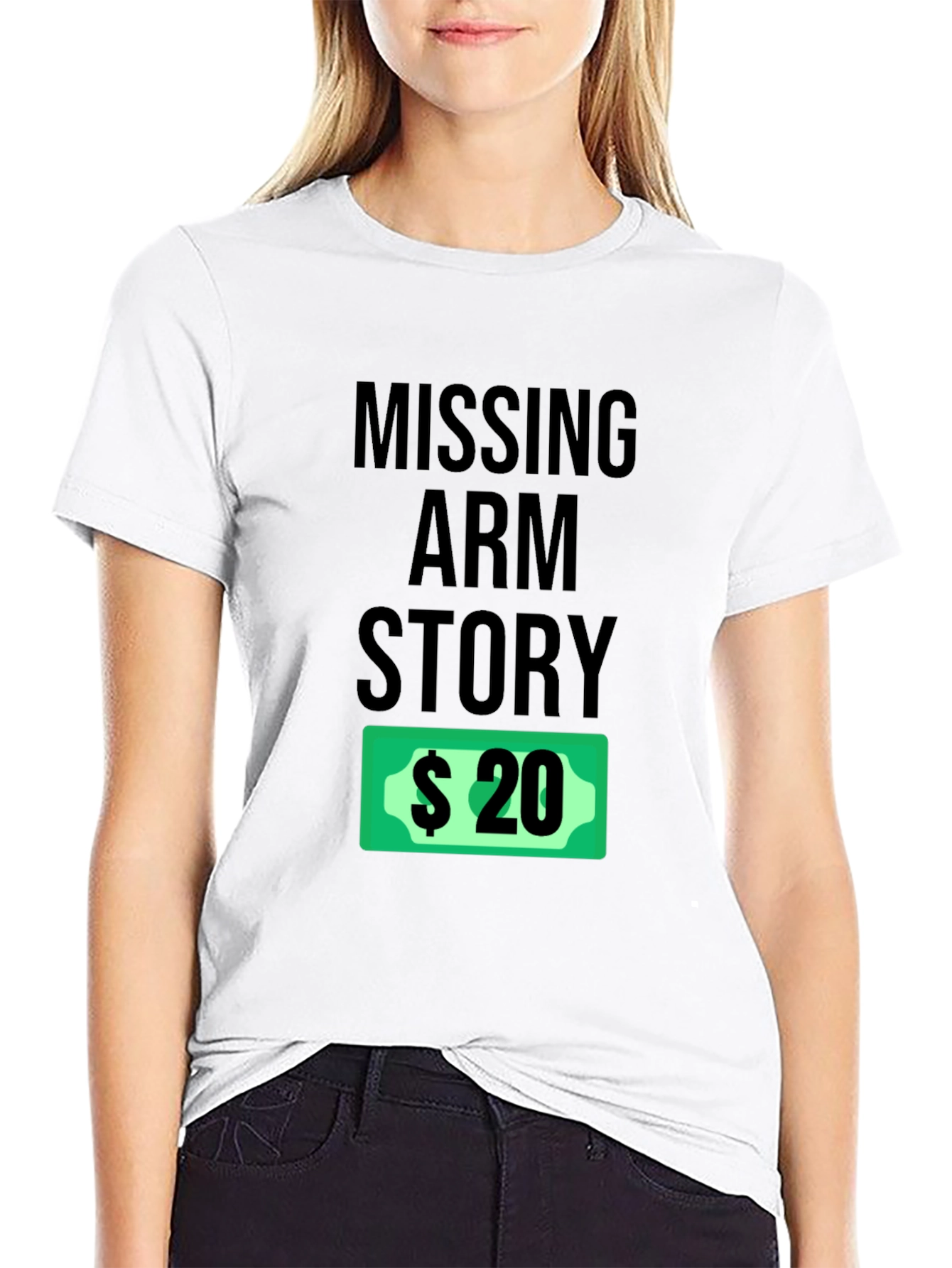 Funny Missing Arm Story Black T-Shirt