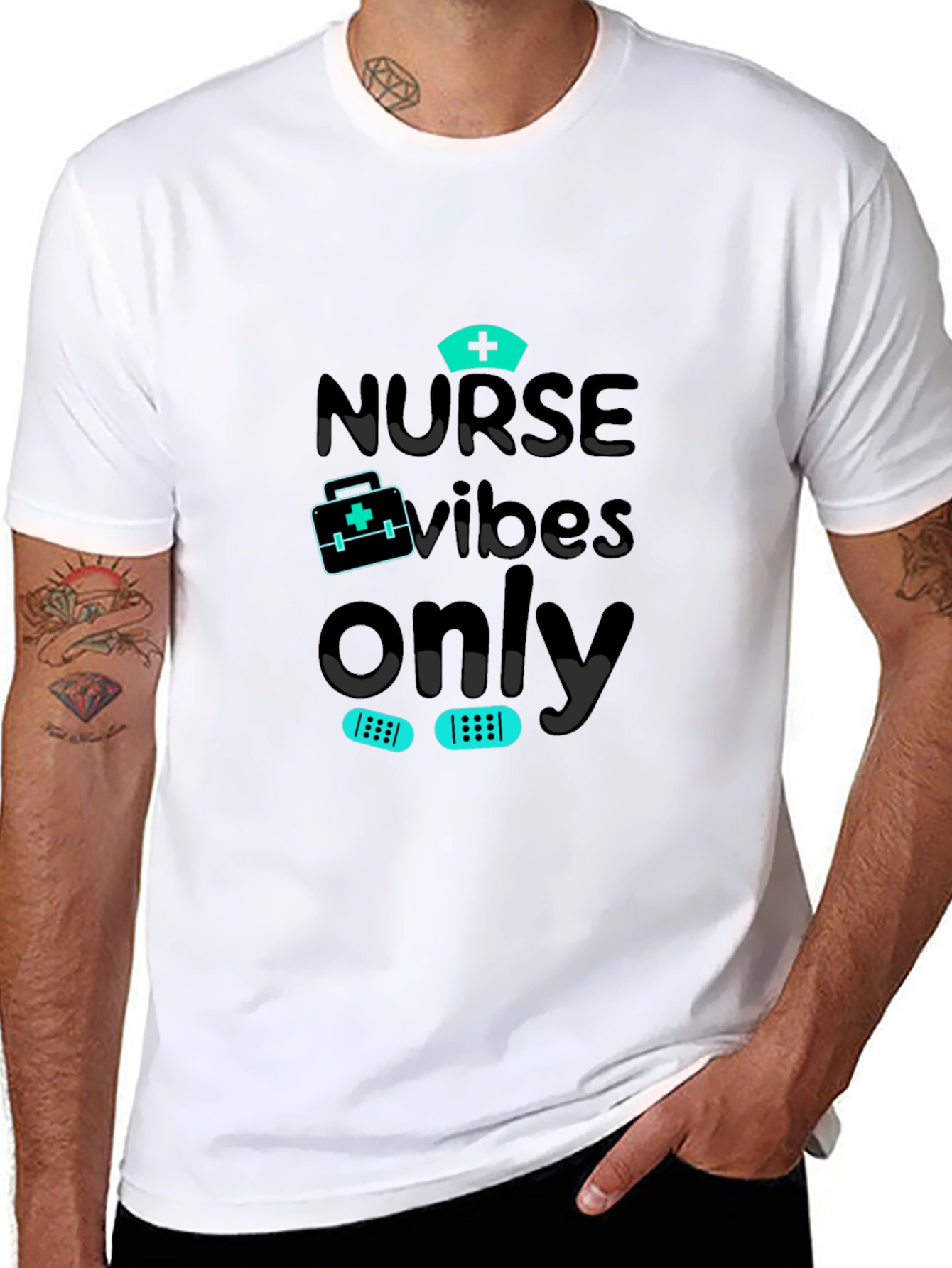 Nurse Vibes Only Graphic T-Shirt - Black Cotton Blend
