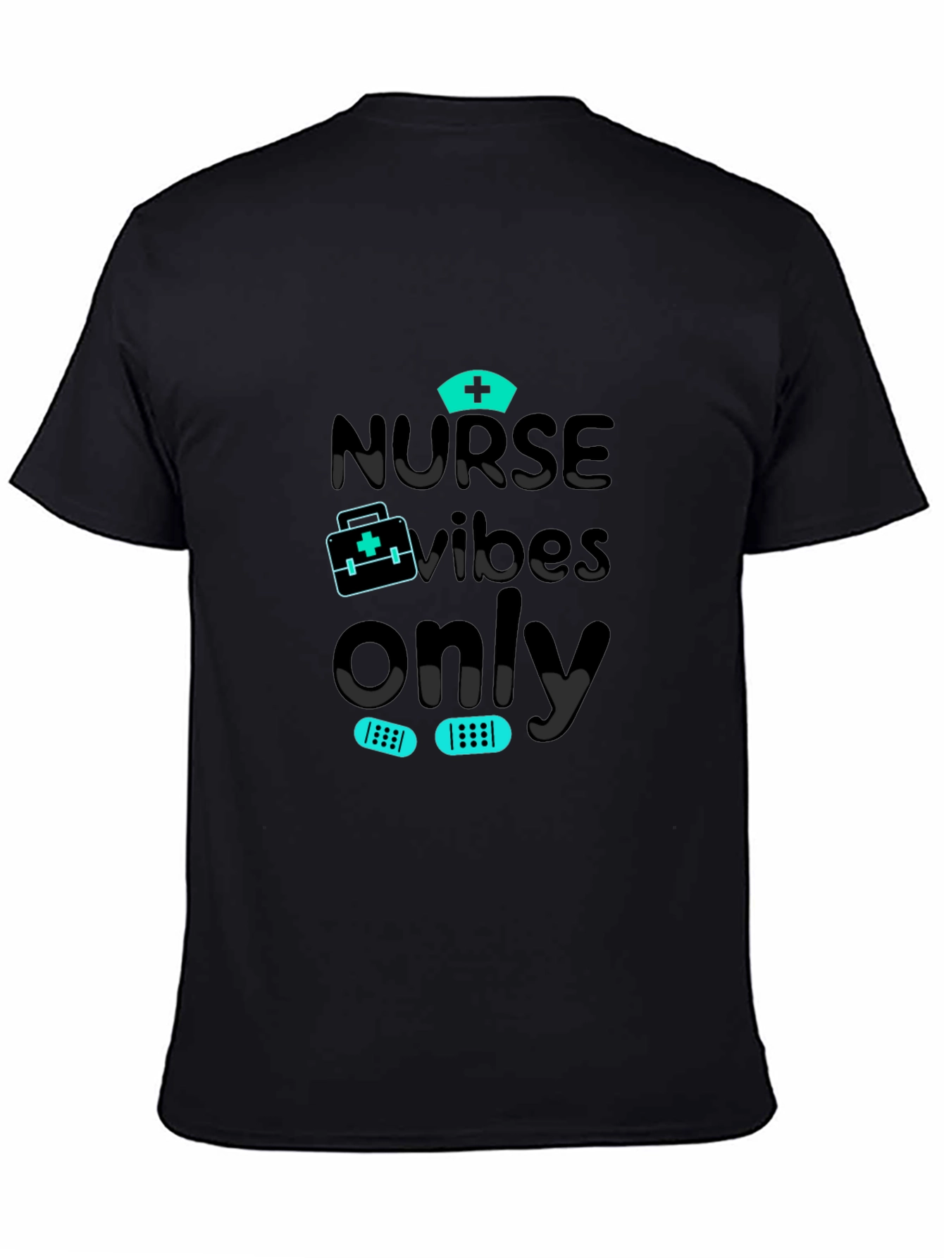 Nurse Vibes Only Graphic T-Shirt - Black Cotton Blend