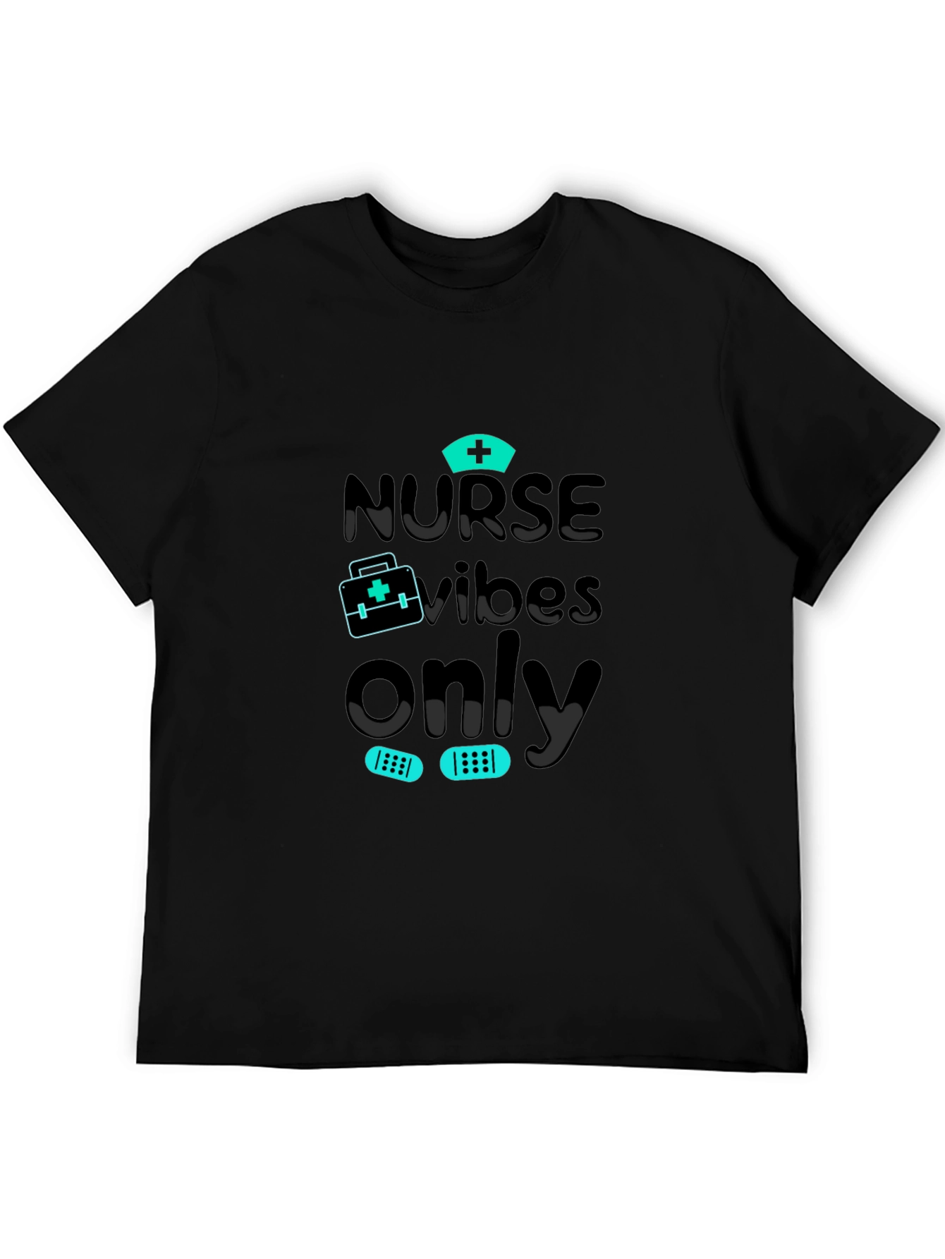 Nurse Vibes Only Graphic T-Shirt - Black Cotton Blend