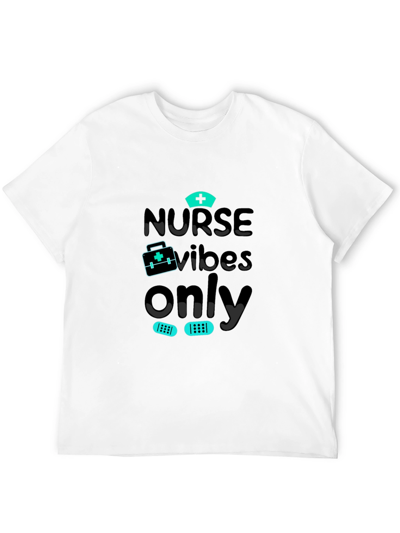 Nurse Vibes Only Graphic T-Shirt - Black Cotton Blend