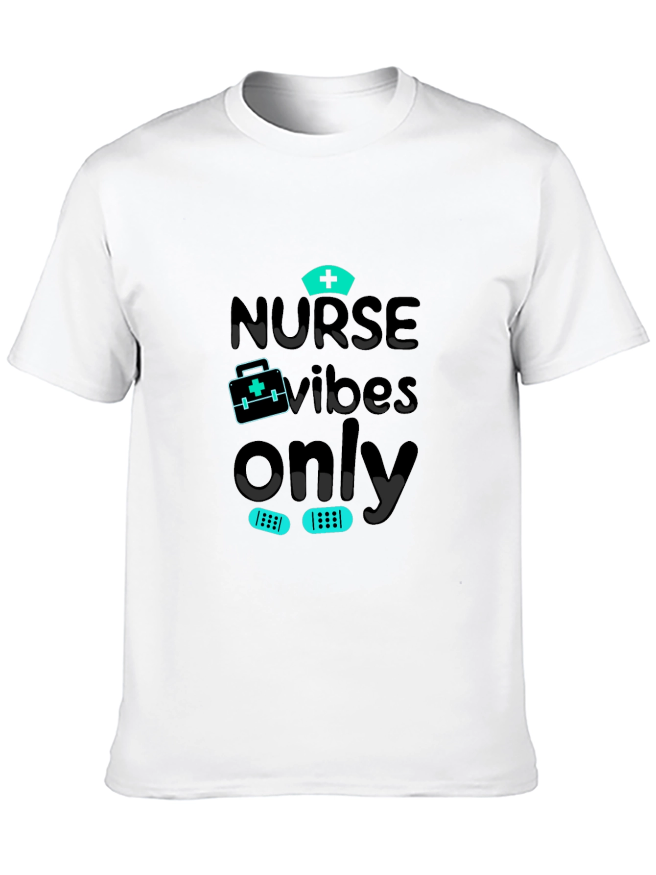 Nurse Vibes Only Graphic T-Shirt - Black Cotton Blend
