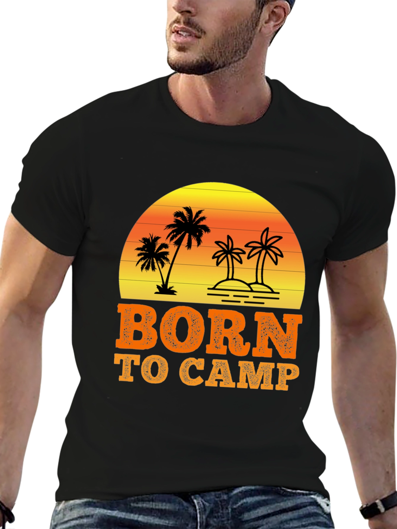 Born to Camp T-Shirt: Island Sunset Graphic Tee