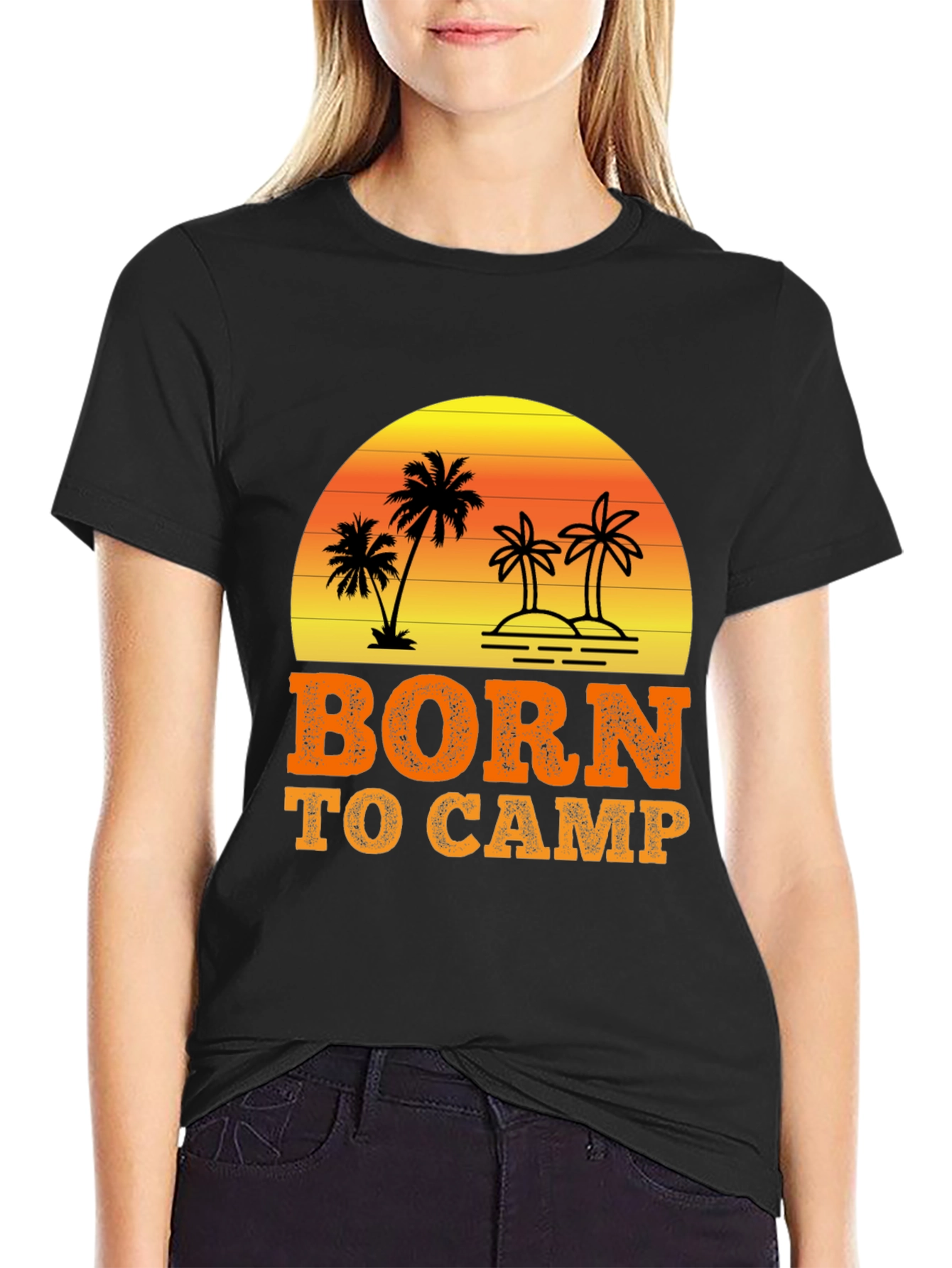 Born to Camp T-Shirt: Island Sunset Graphic Tee