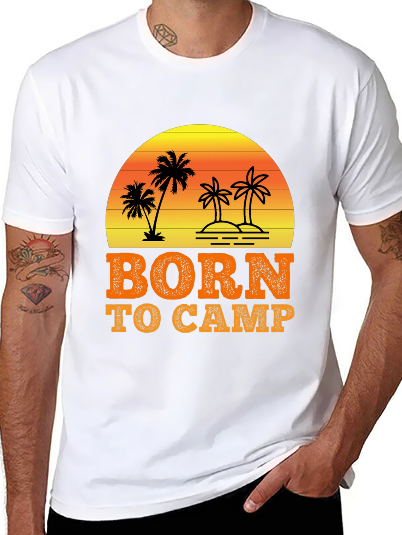 Born to Camp T-Shirt: Island Sunset Graphic Tee