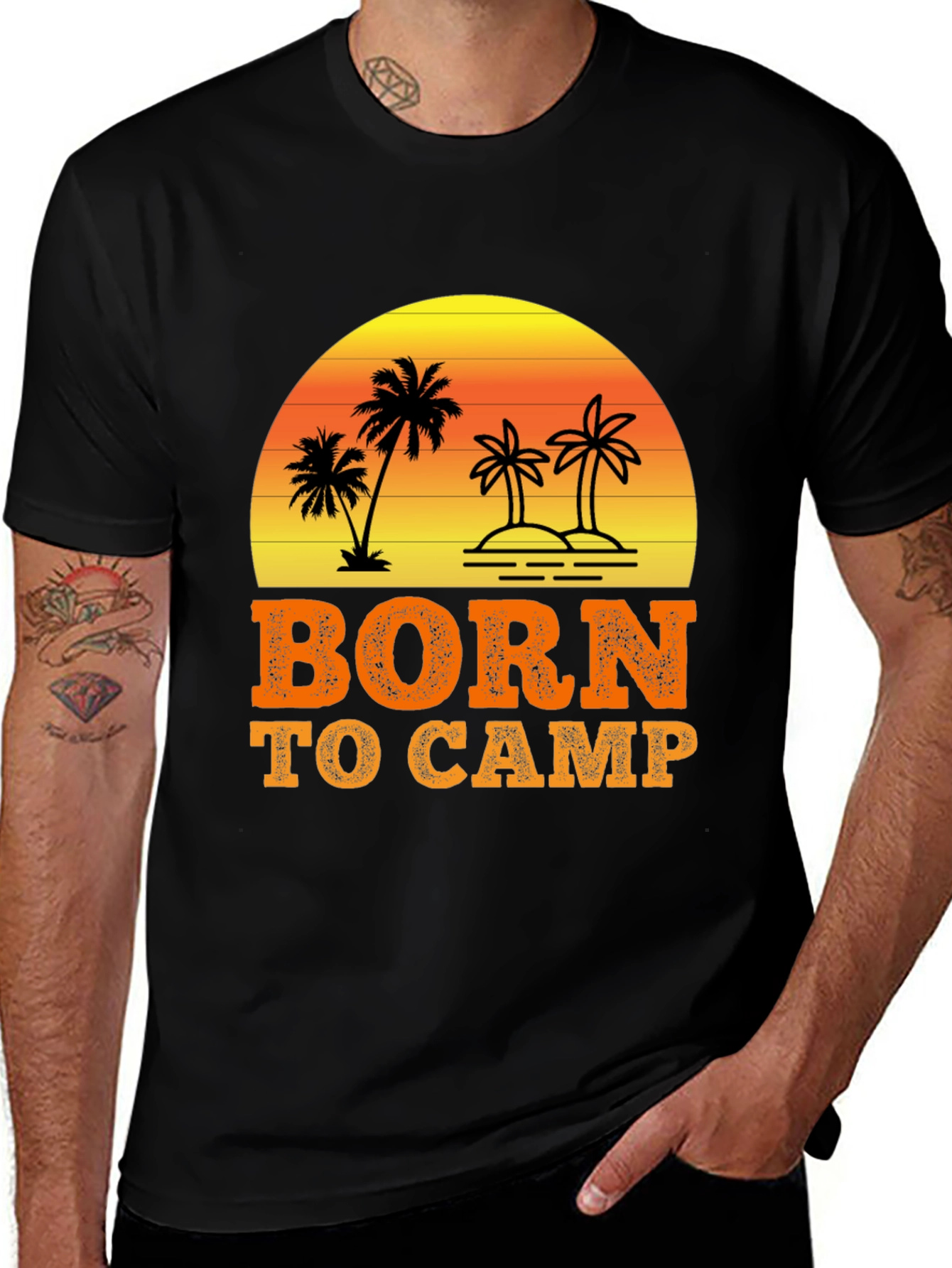 Born to Camp T-Shirt: Island Sunset Graphic Tee