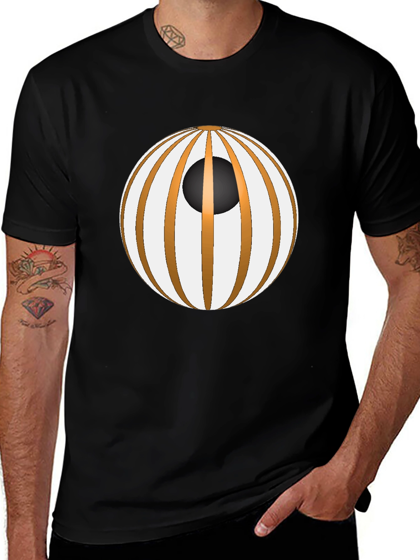 Unique Graphic Tee - Striped Sphere Design