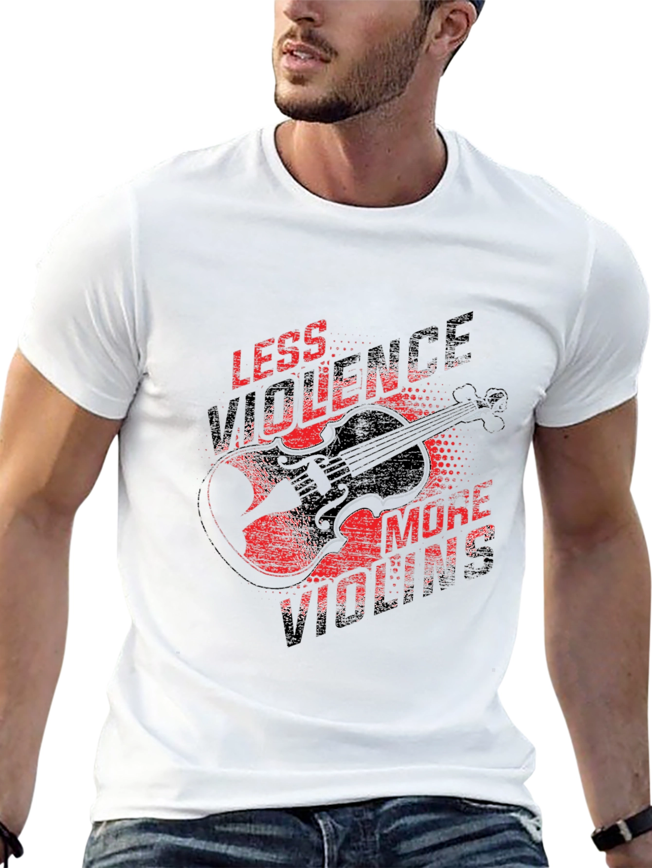 Less Violence More Violins Black T-Shirt
