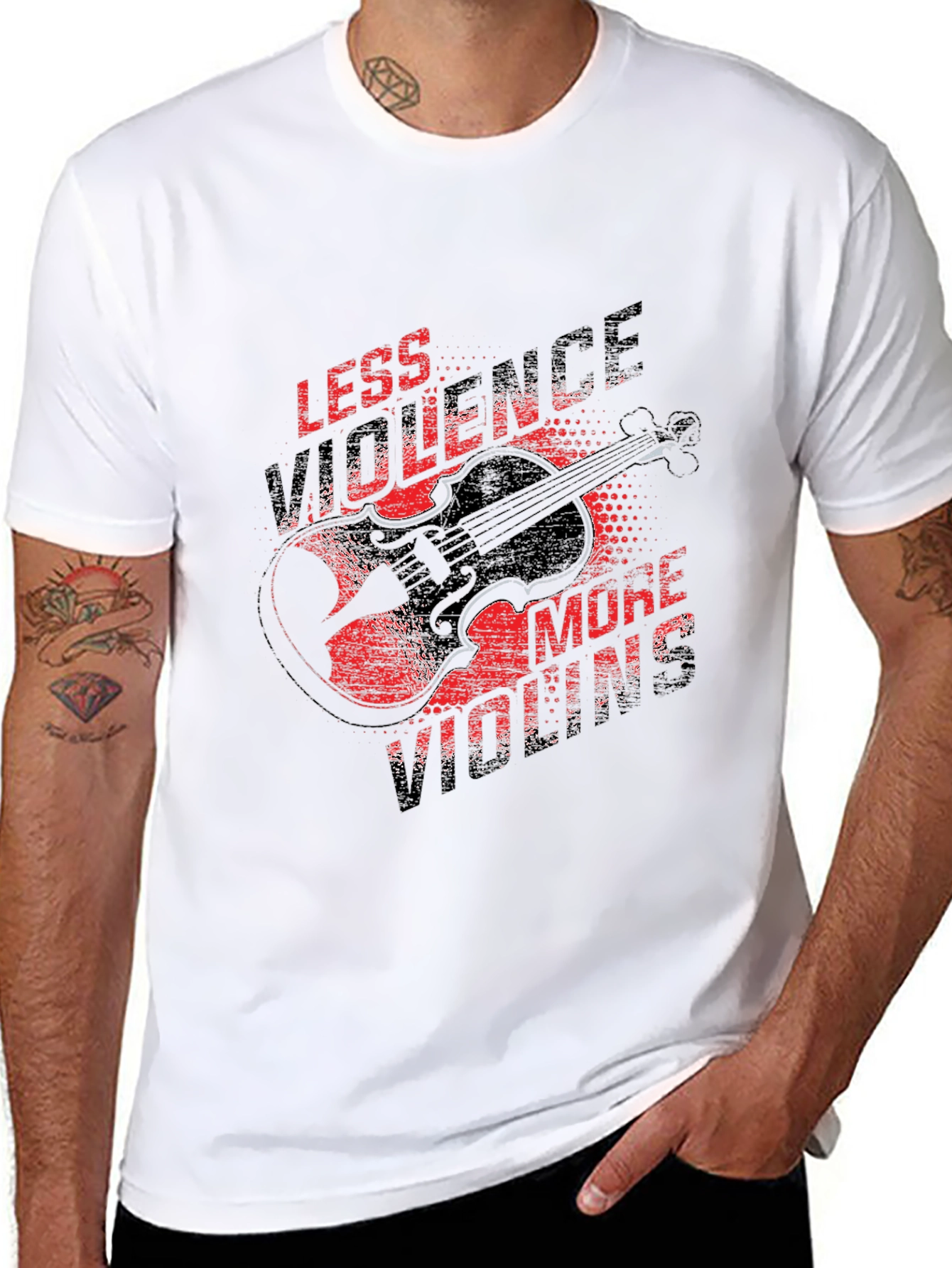 Less Violence More Violins Black T-Shirt