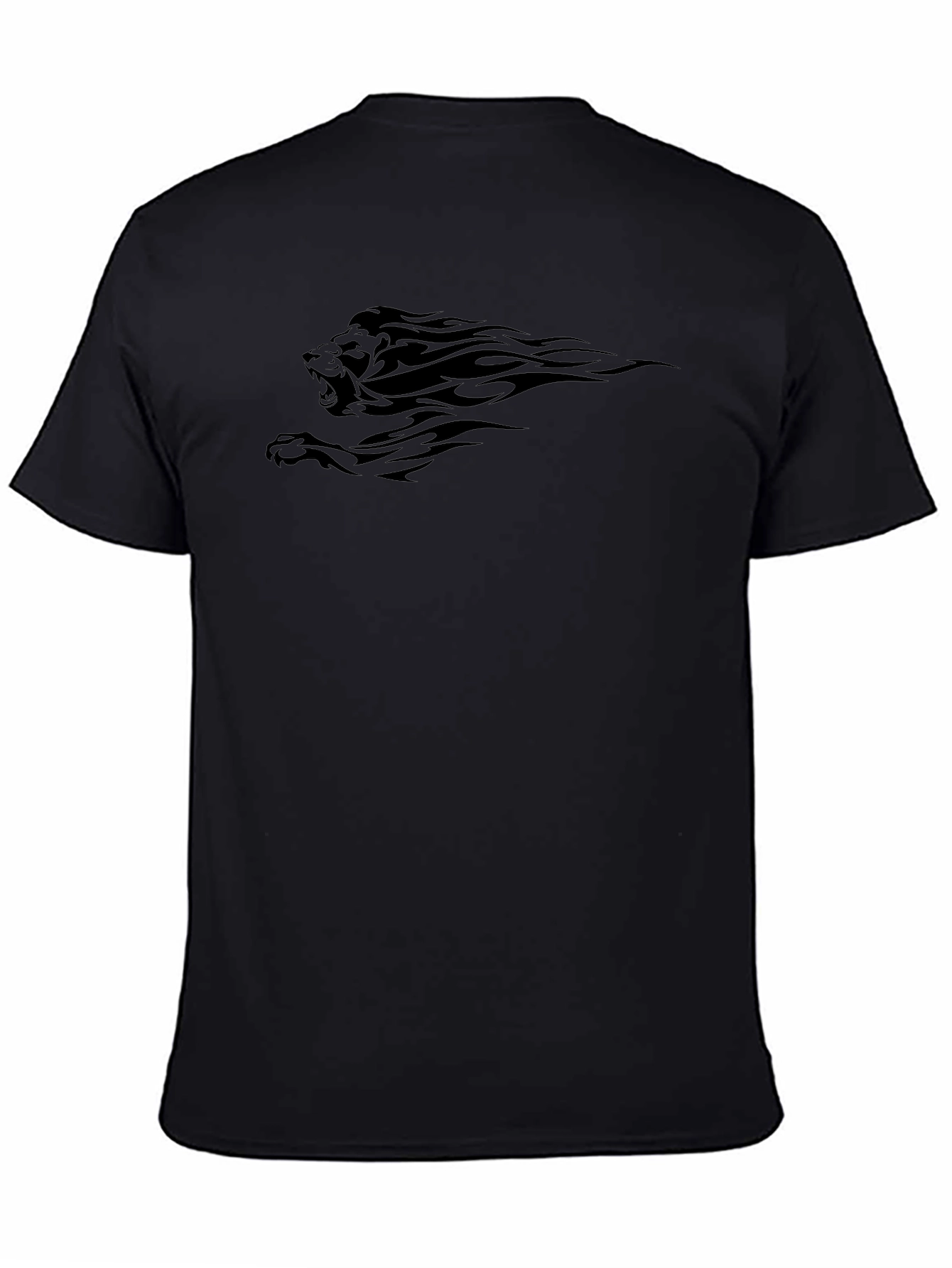Mens Black Lion Graphic T-Shirt
