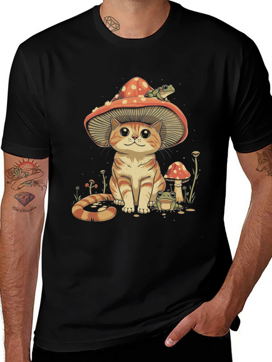 Mushroom Cat & Frog T-Shirt