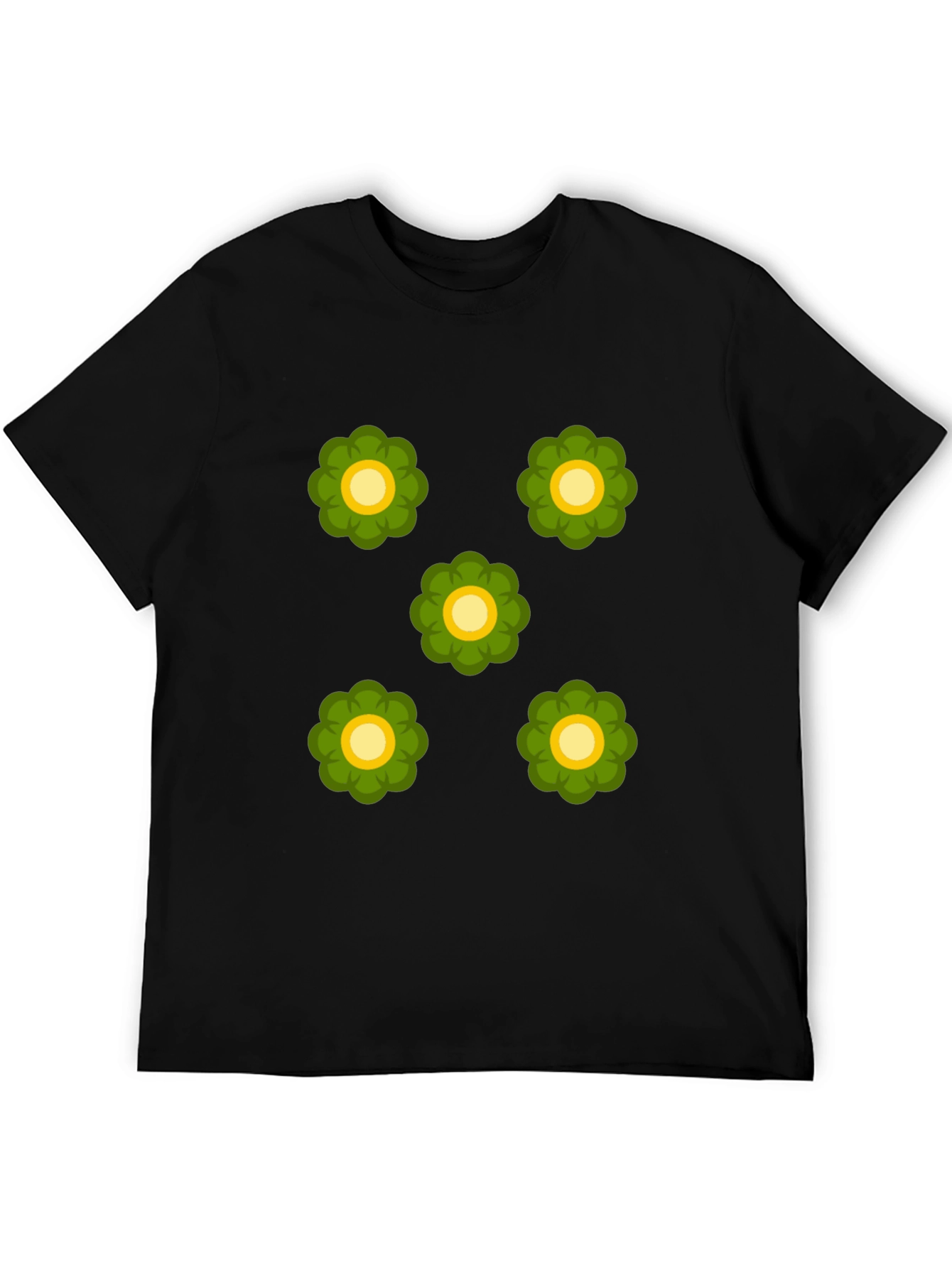 Retro Floral Print Black T-Shirt