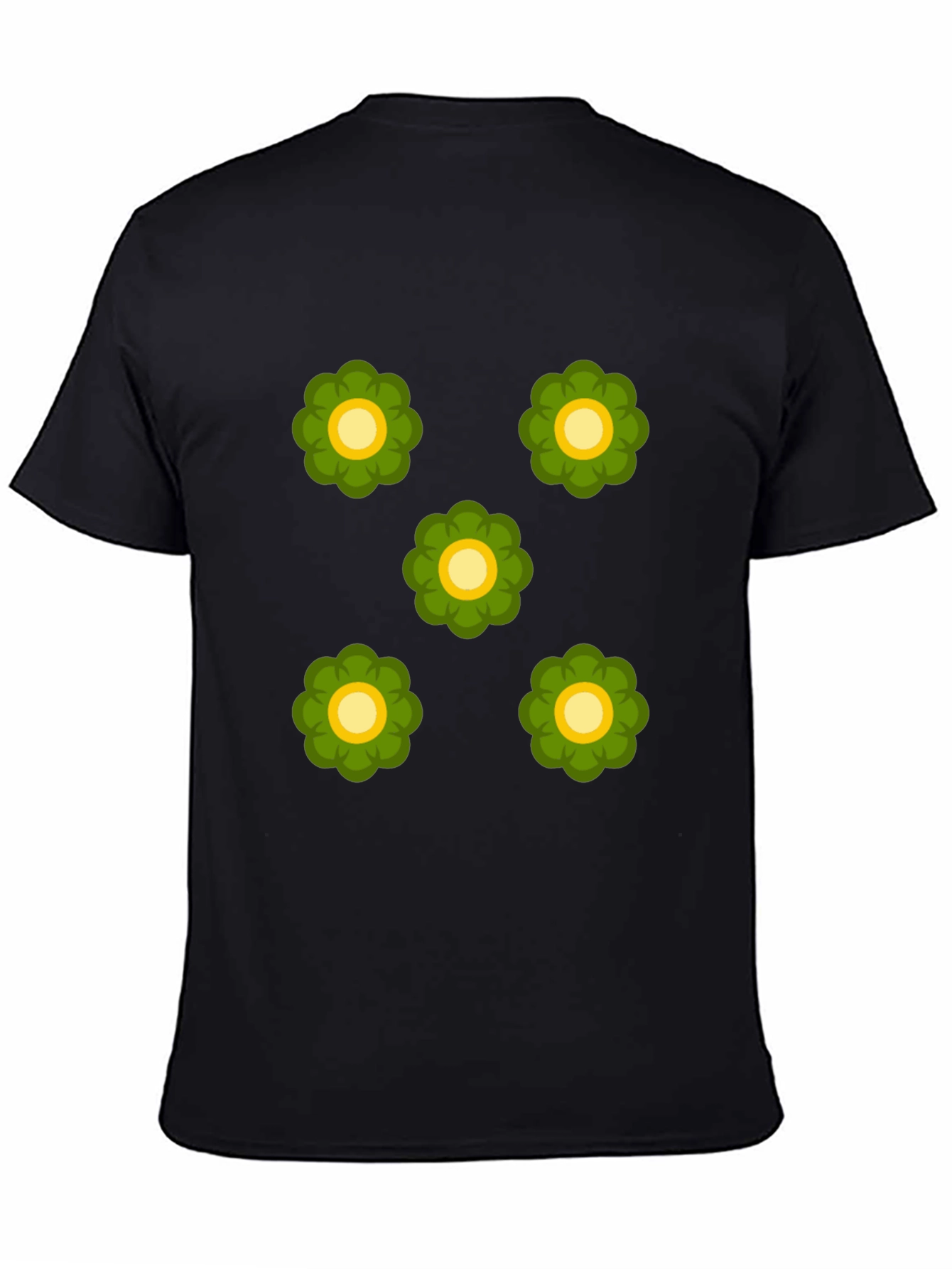 Retro Floral Print Black T-Shirt