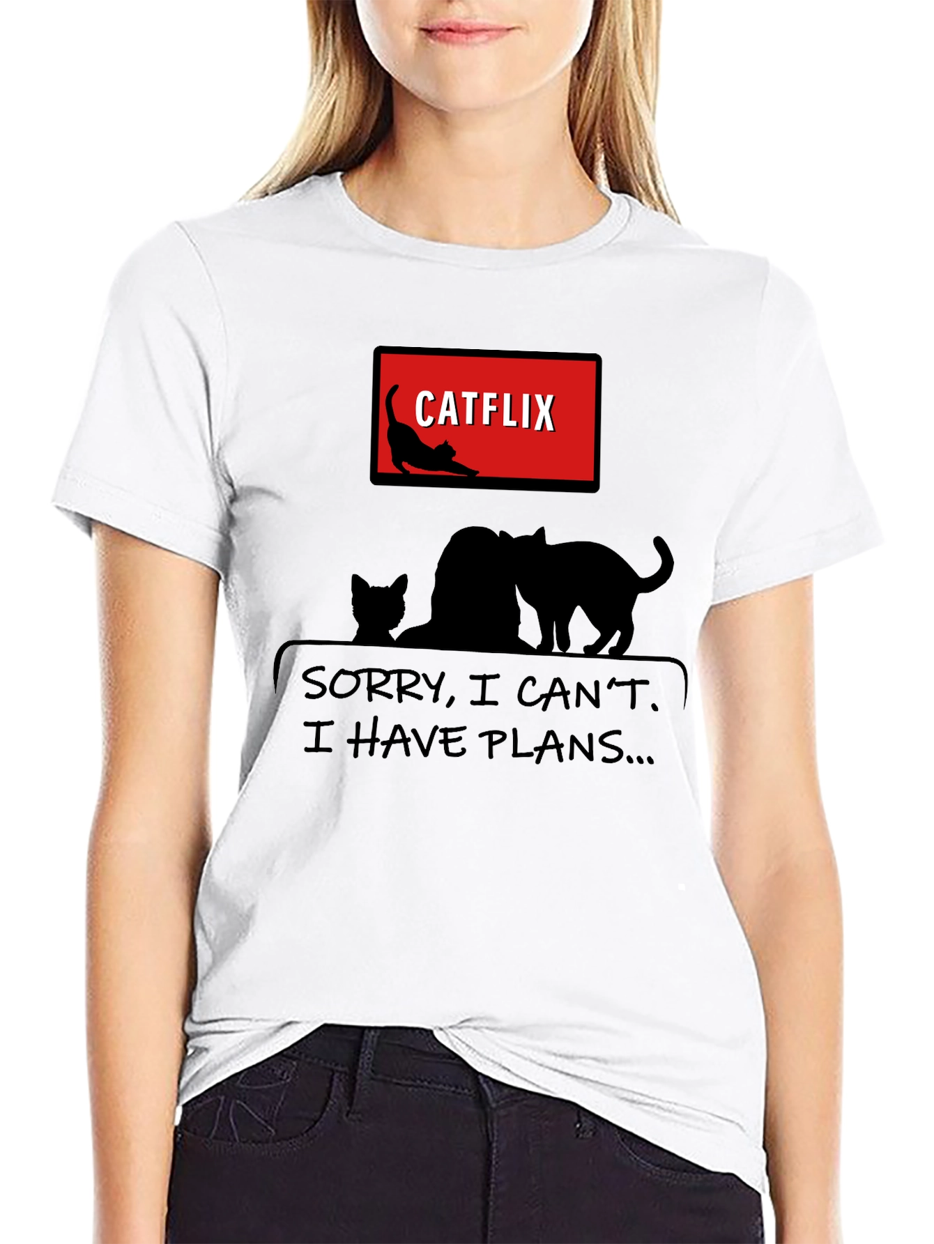 Catflix & Chill Black T-Shirt
