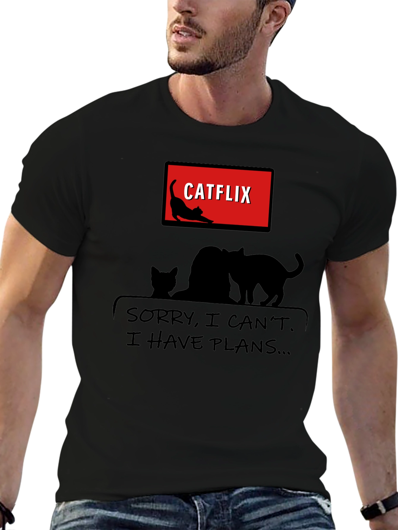 Catflix & Chill Black T-Shirt