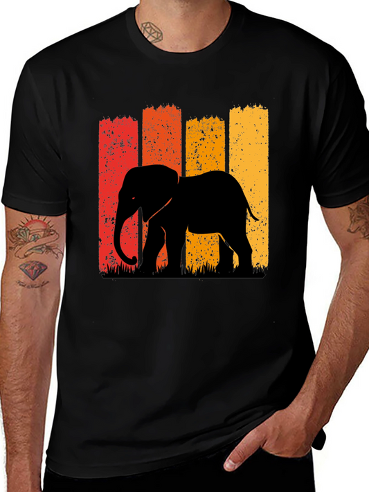 Retro Elephant Graphic Tee - Black