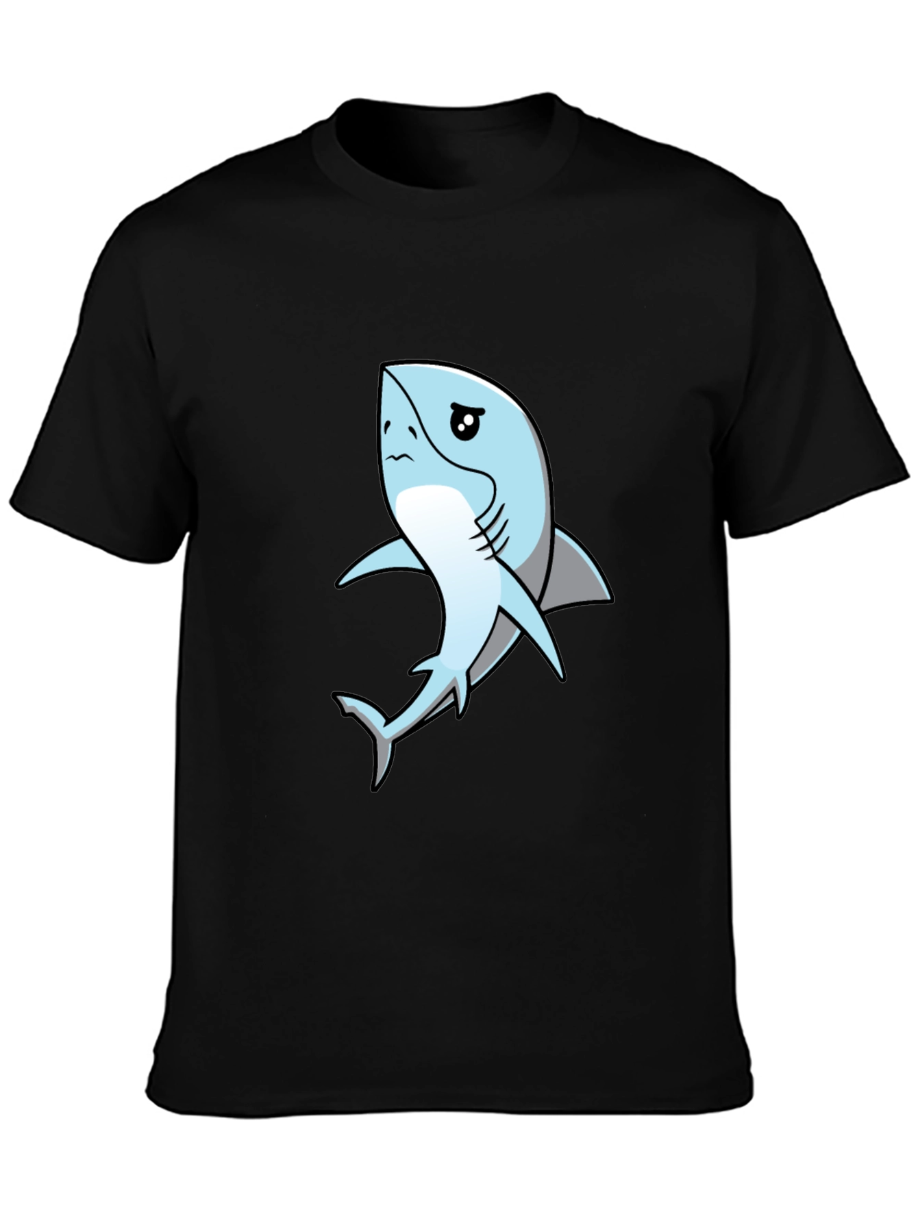 Sad Shark Graphic Black T-Shirt