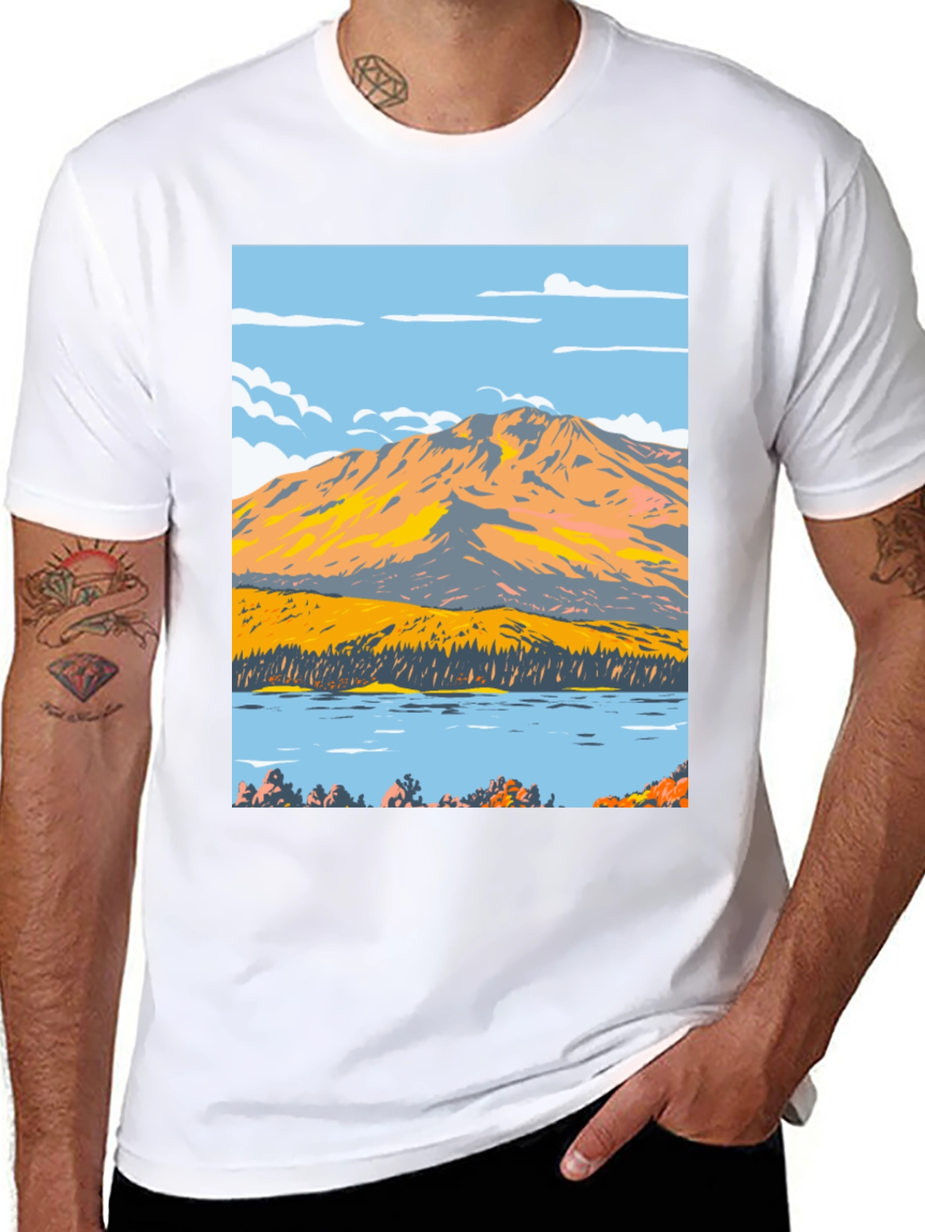 Mountain Lake Graphic Tee - Nature Inspired Design
