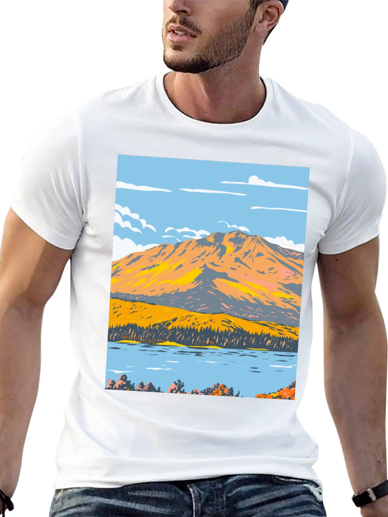 Mountain Lake Graphic Tee - Nature Inspired Design