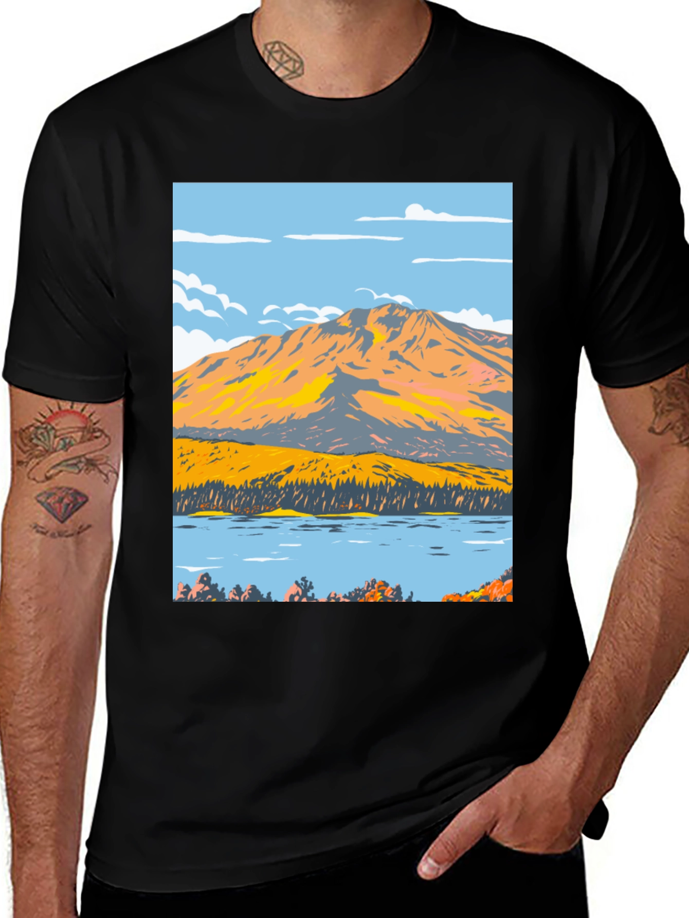 Mountain Lake Graphic Tee - Nature Inspired Design