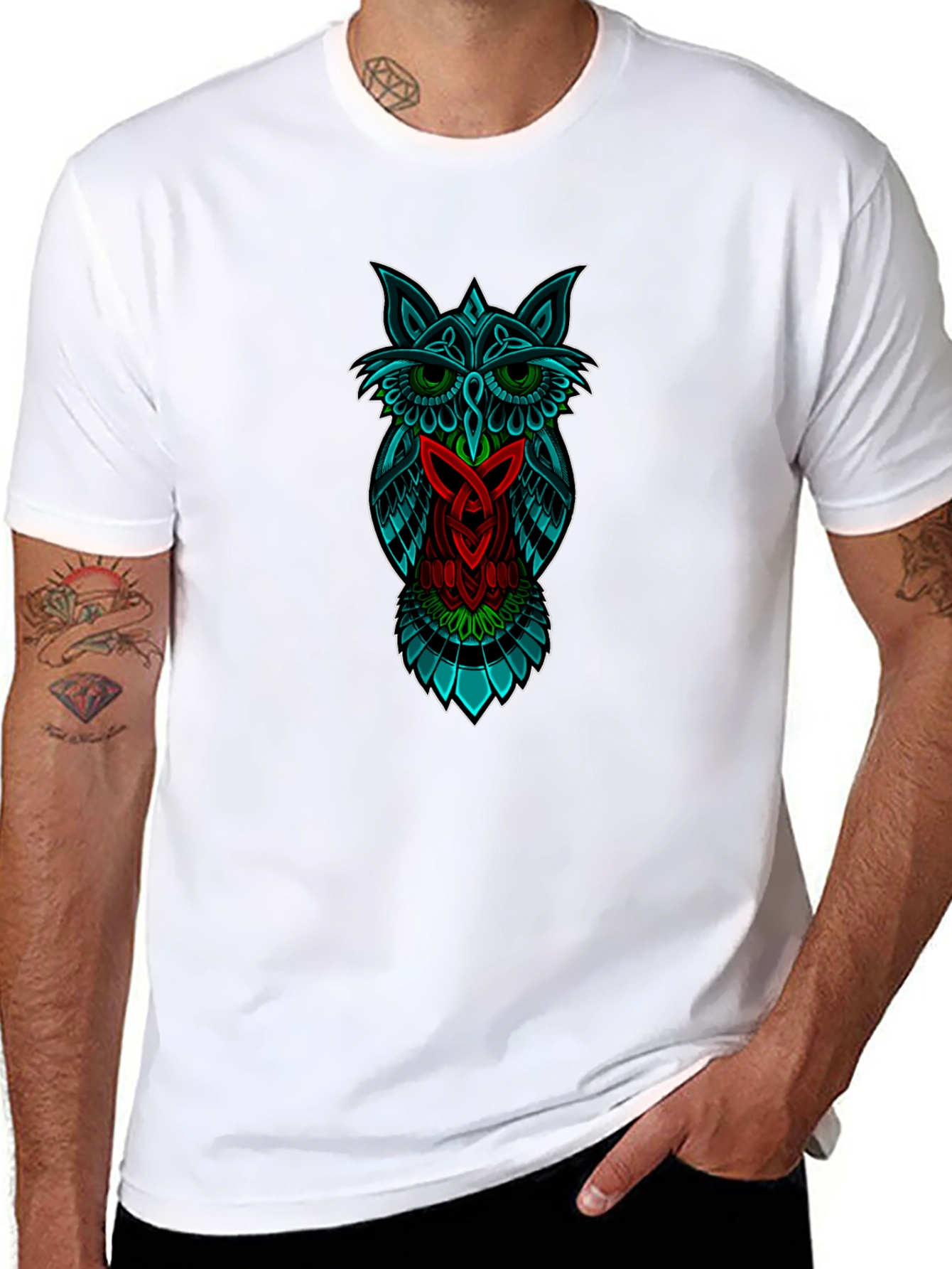 Celtic Owl Graphic Black T-Shirt
