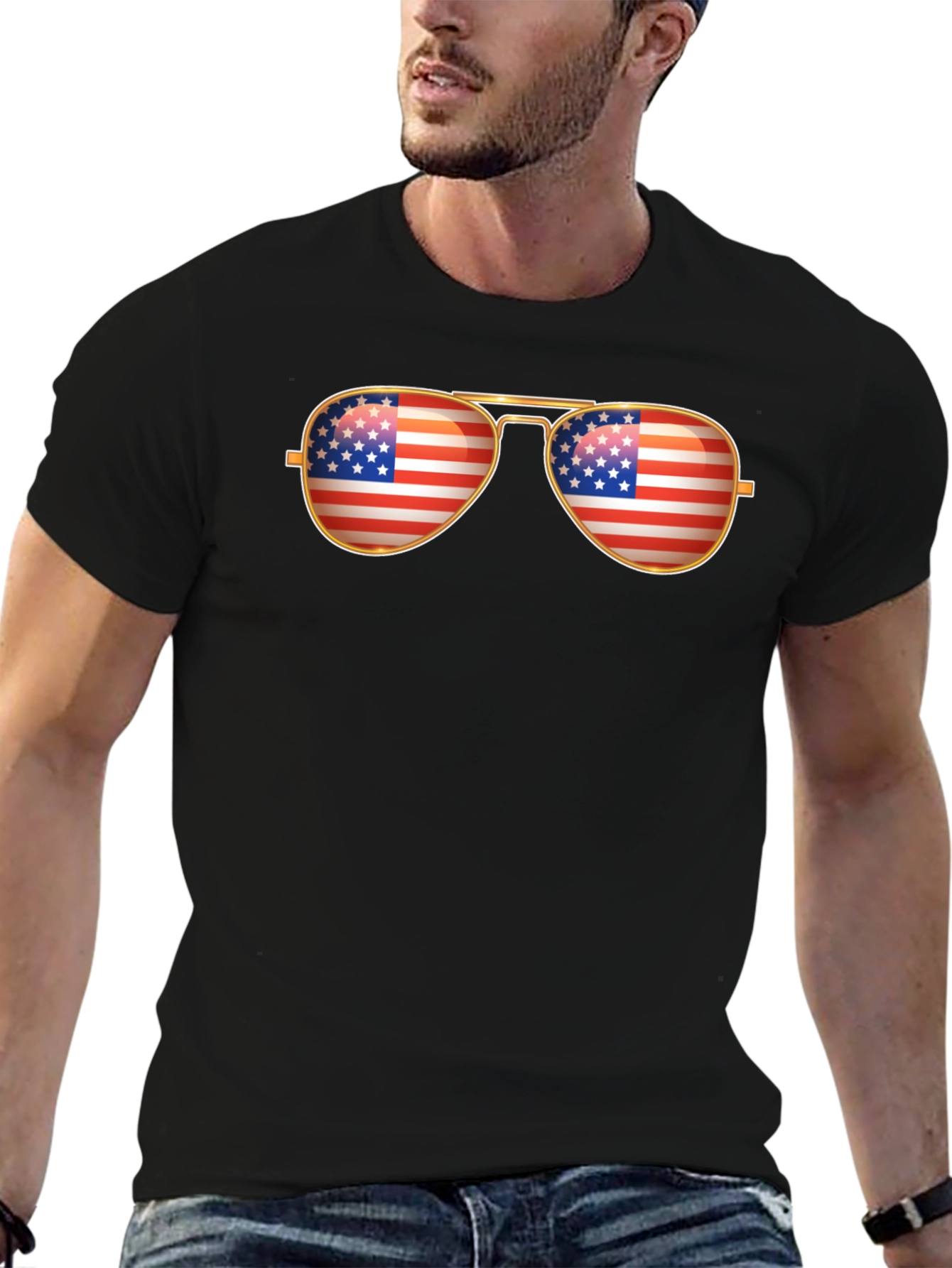 American Flag Aviator Sunglasses T-Shirt