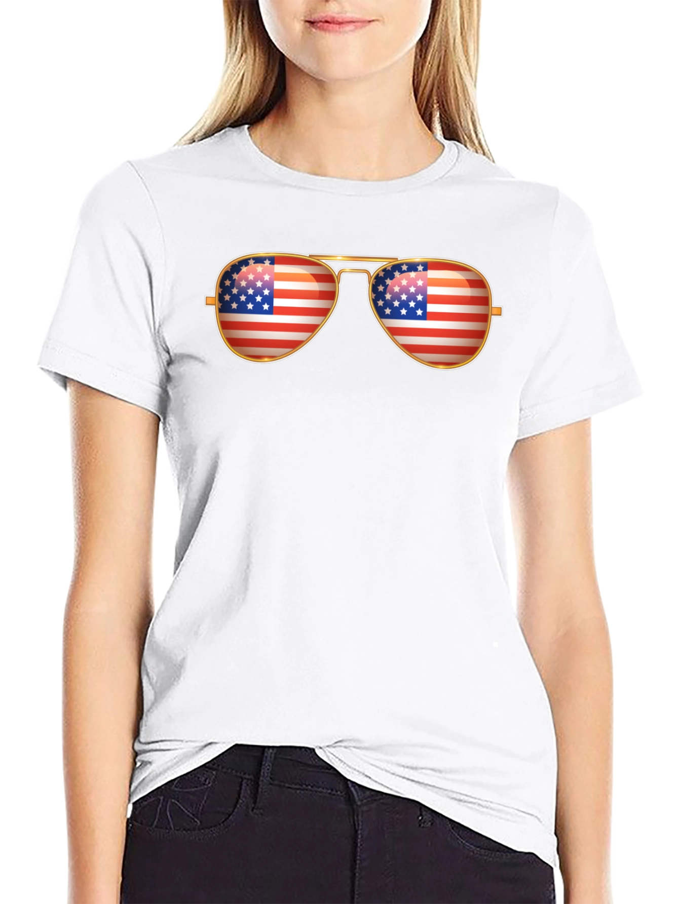 American Flag Aviator Sunglasses T-Shirt