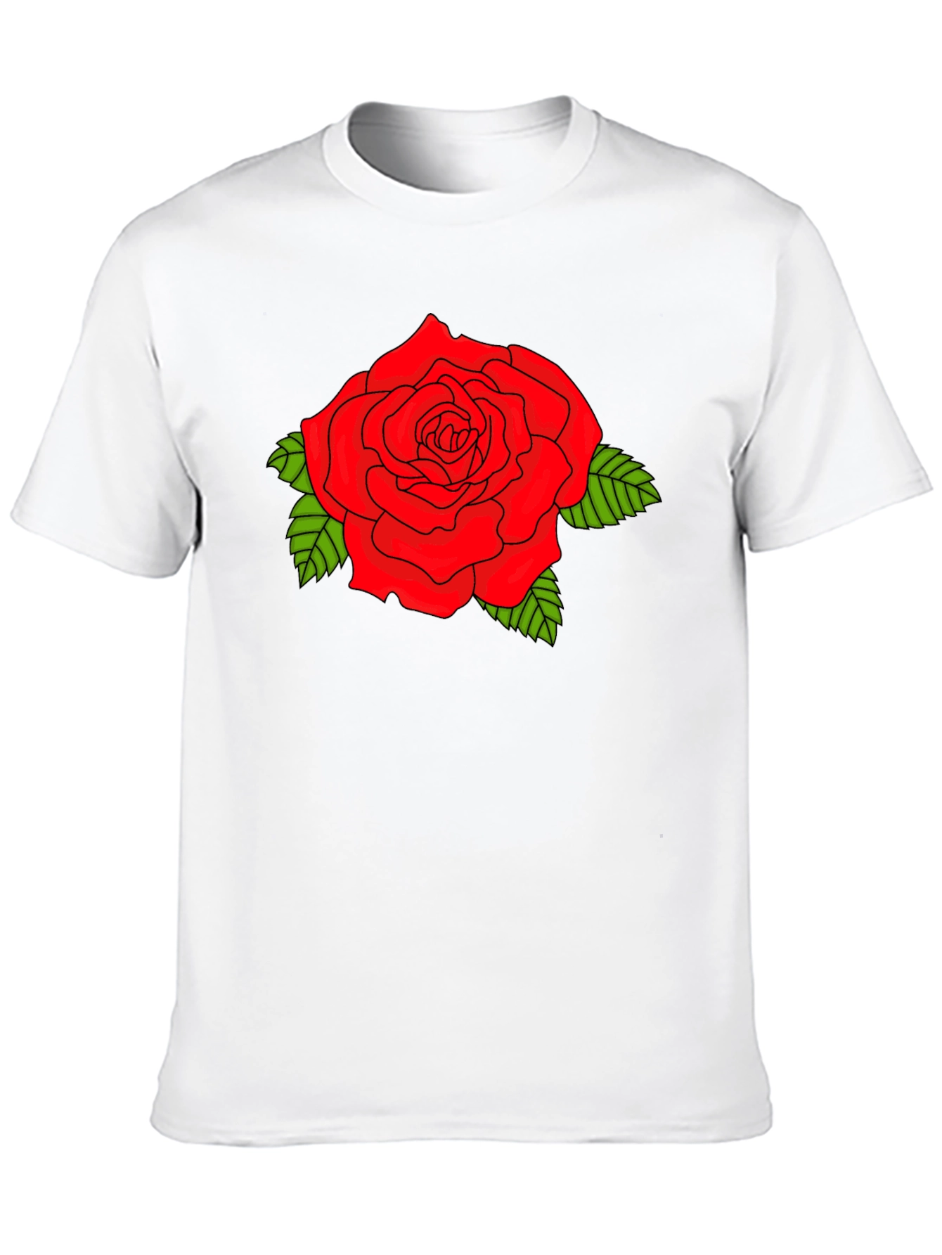 Bold Red Rose Graphic Black T-Shirt