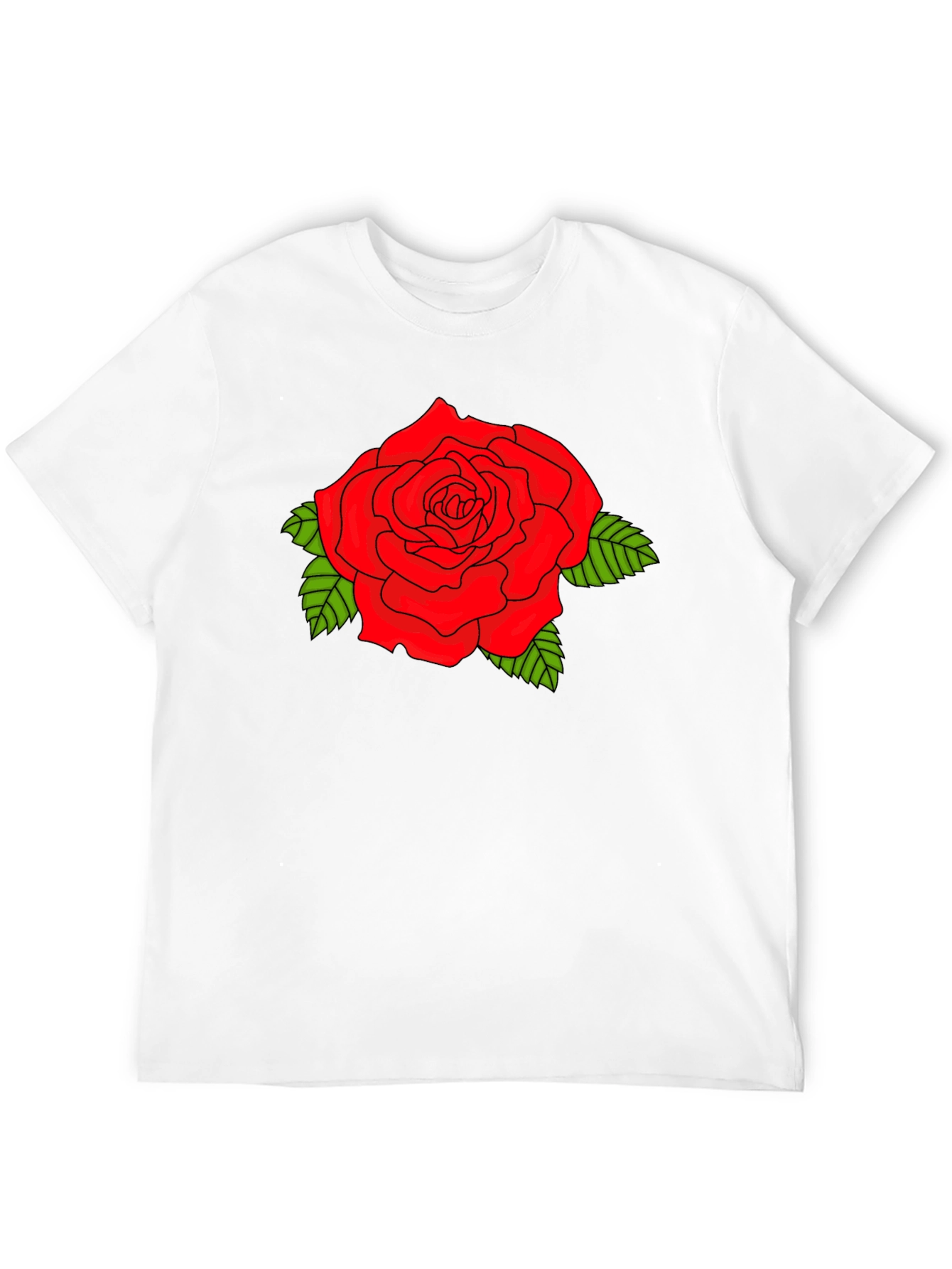 Bold Red Rose Graphic Black T-Shirt