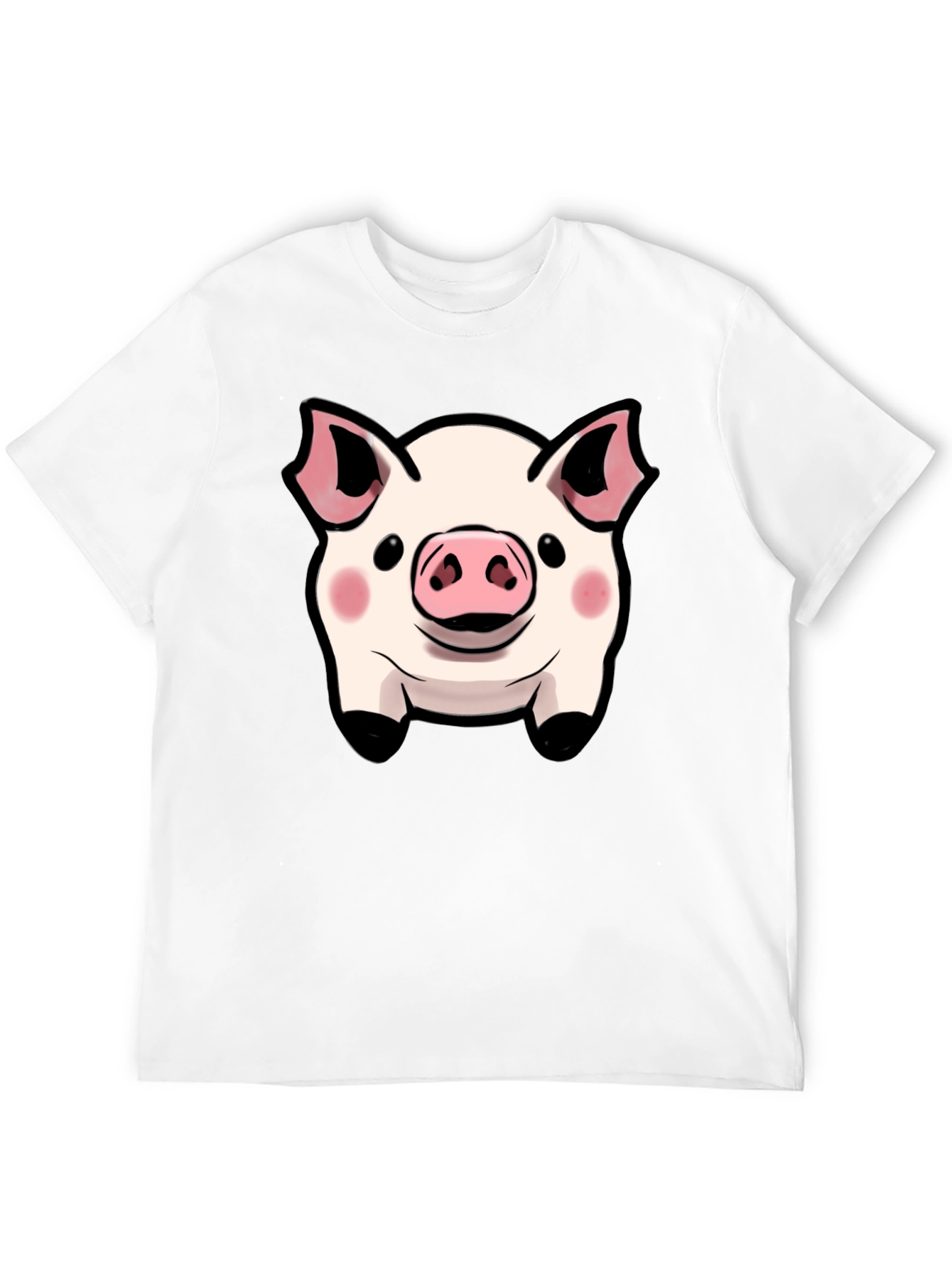 Cute Pig Face Graphic Tee - Black Cotton Shirt