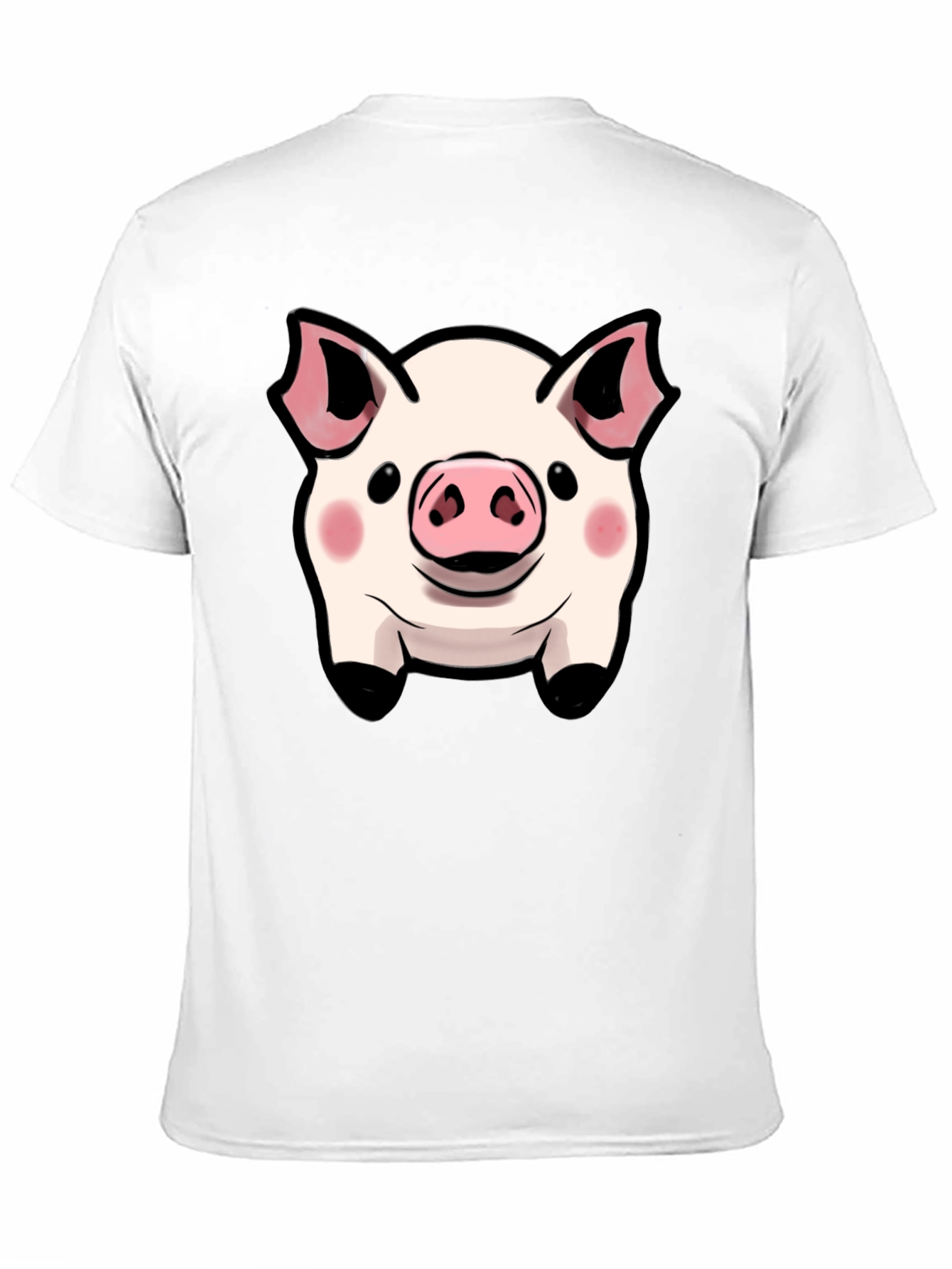Cute Pig Face Graphic Tee - Black Cotton Shirt