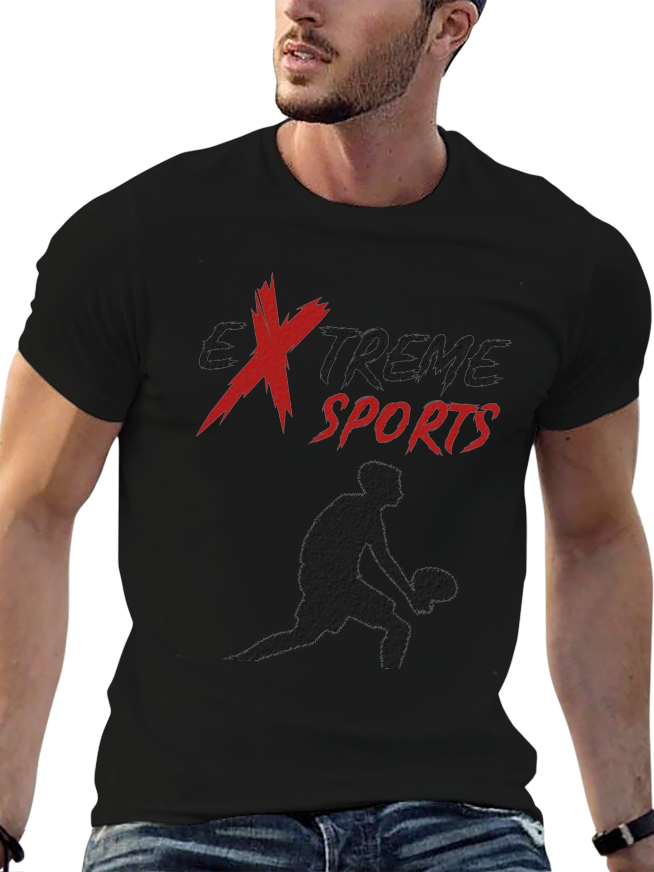 Extreme Sports Graphic Tee - Black Casual Shirt