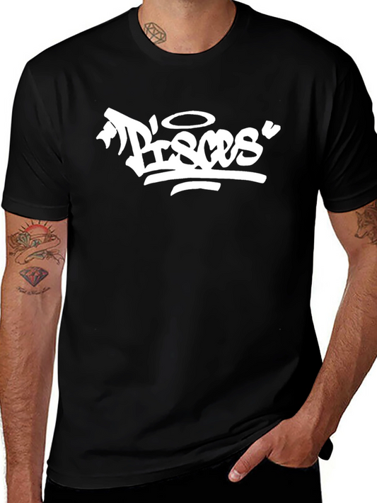 Pisces Graphic Tee - Black Cotton T-Shirt