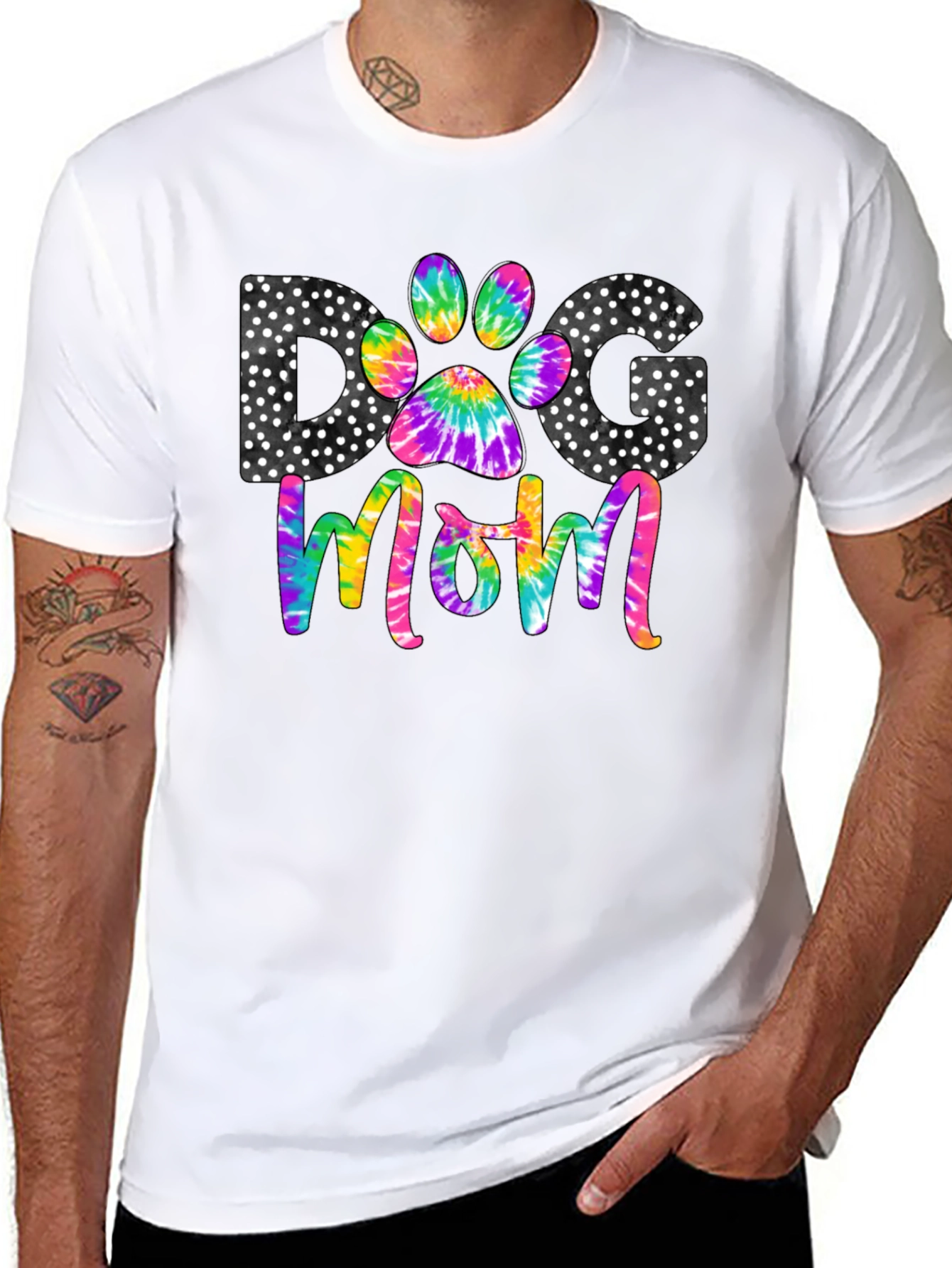 Dog Mom Tie Dye Paw Print Tee