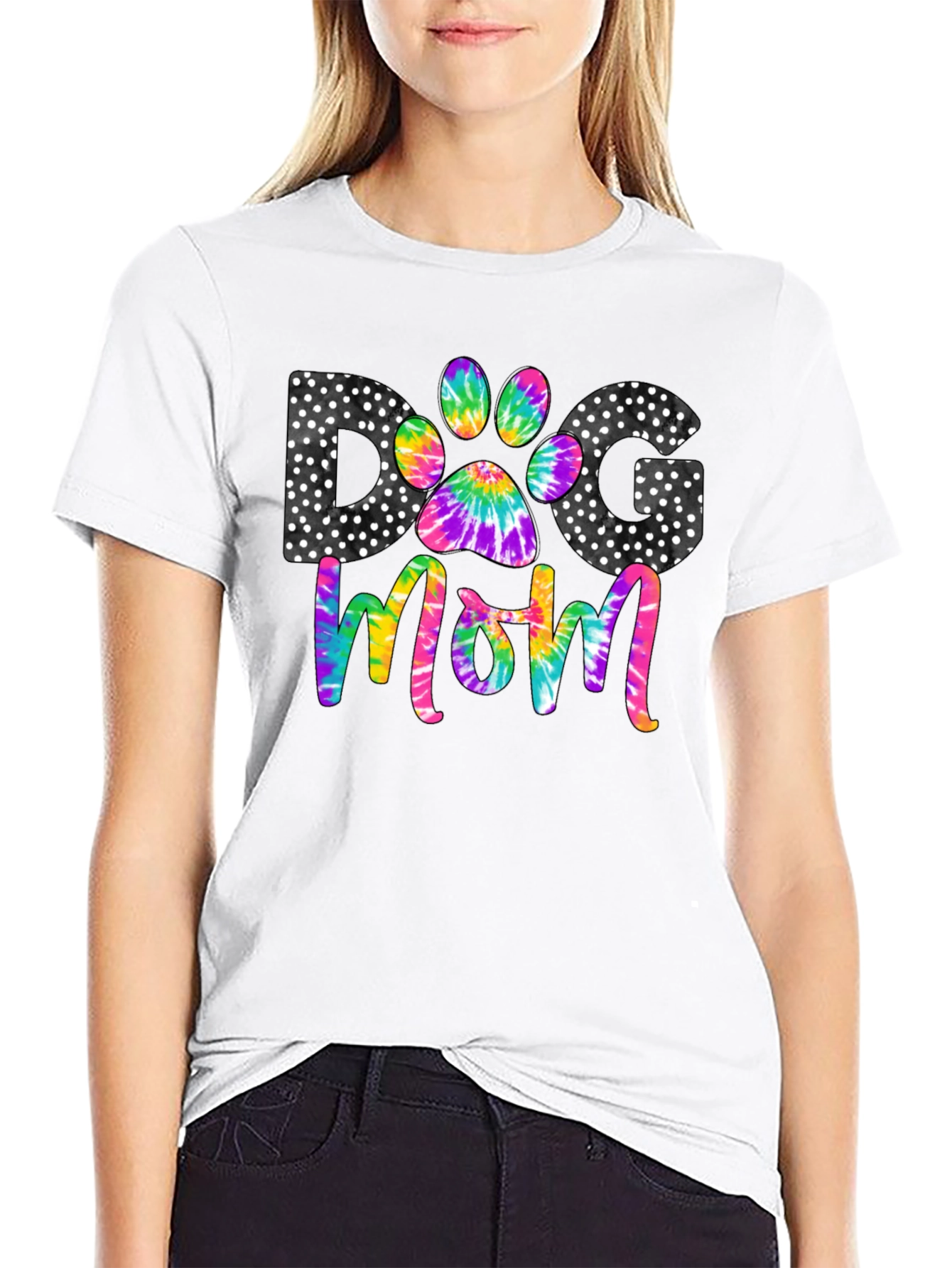 Dog Mom Tie Dye Paw Print Tee
