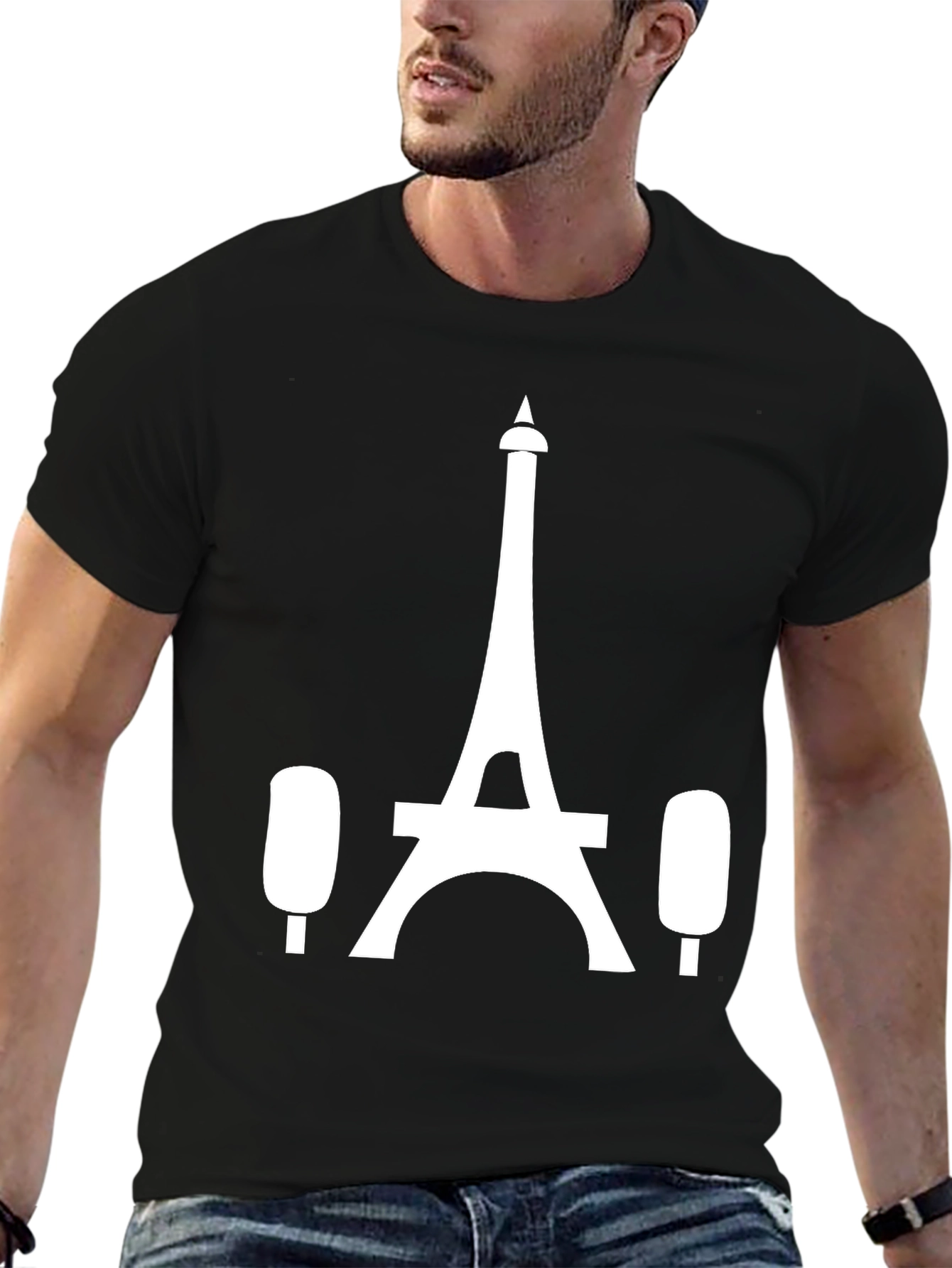 Paris Eiffel Tower Black Tee