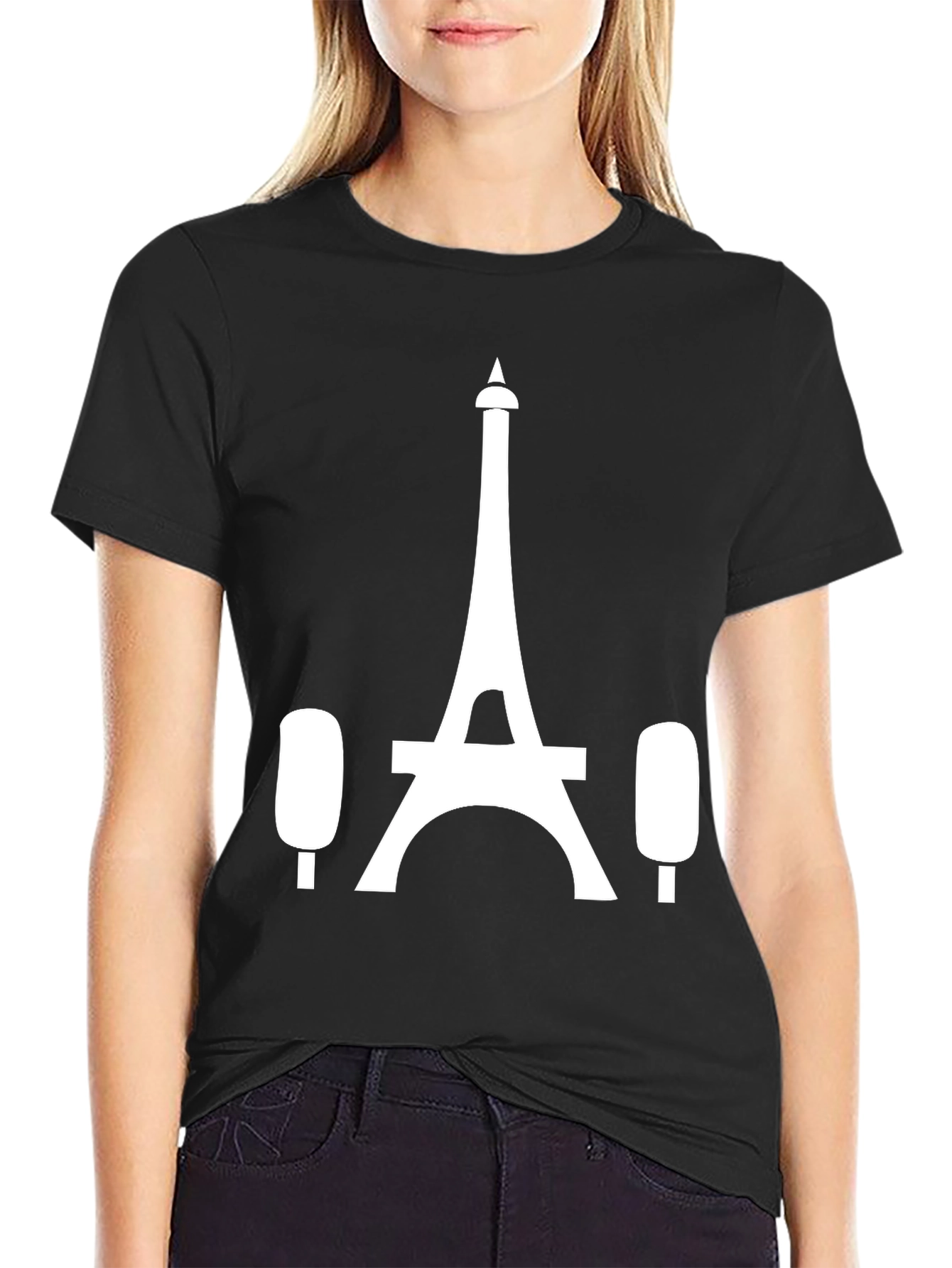 Paris Eiffel Tower Black Tee