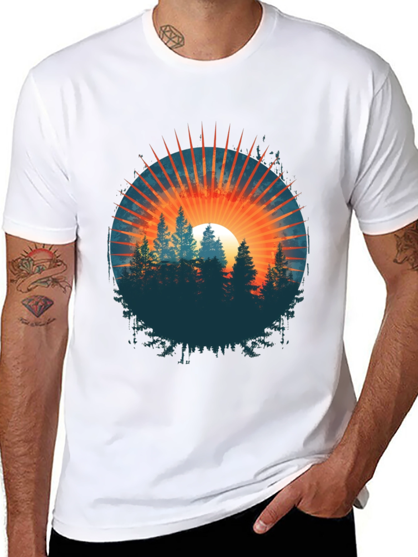 Sunset Forest Graphic Tee - Nature Inspired T-Shirt