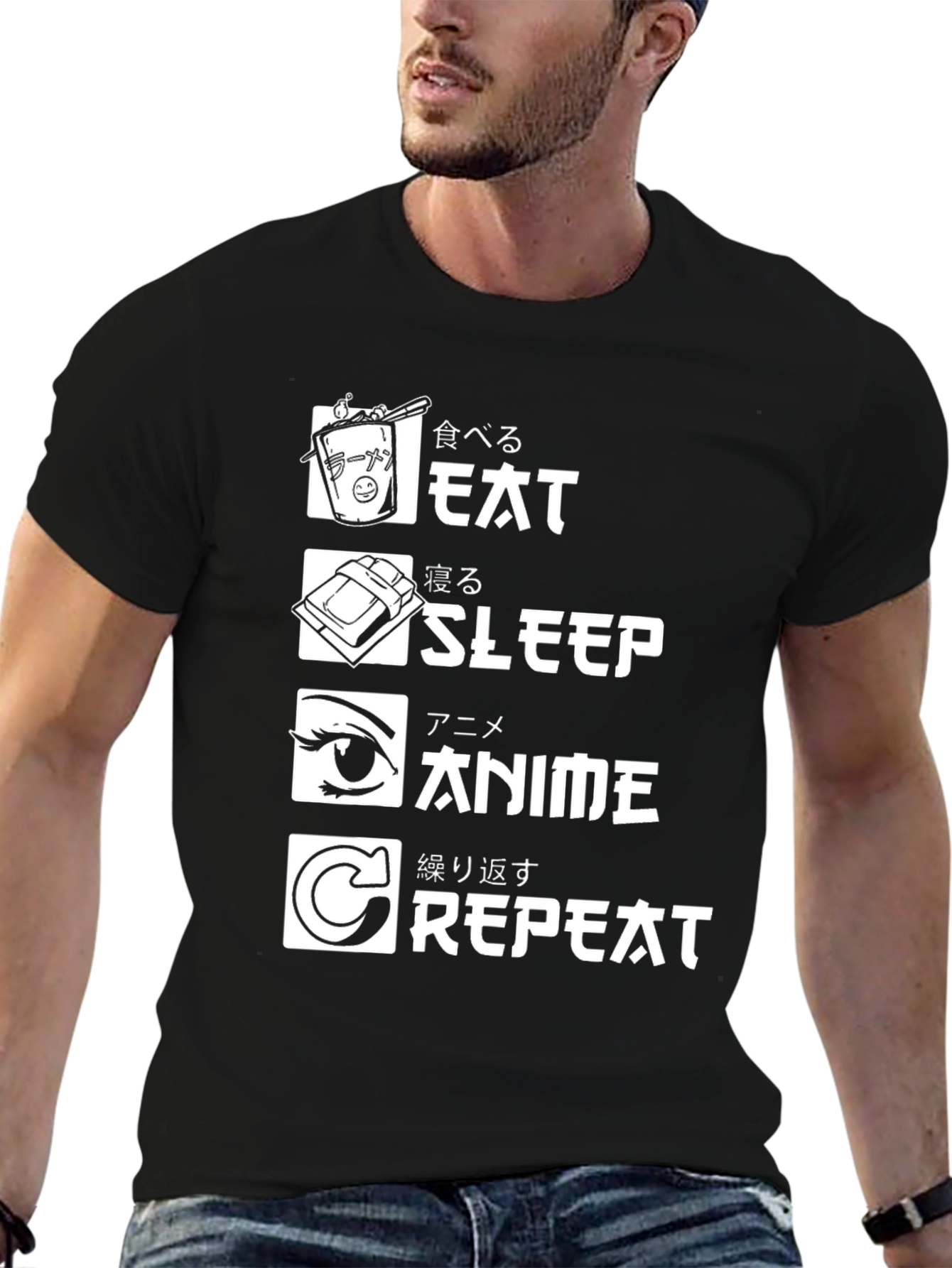 Eat Sleep Anime Repeat Graphic Tee