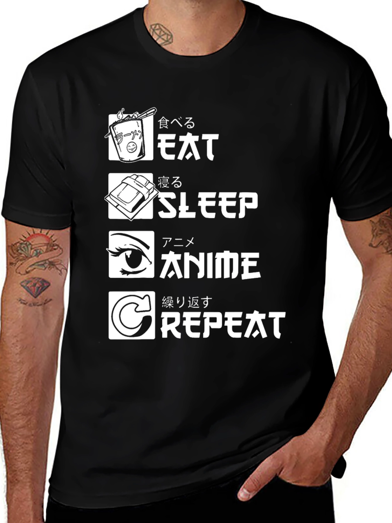 Eat Sleep Anime Repeat Graphic Tee