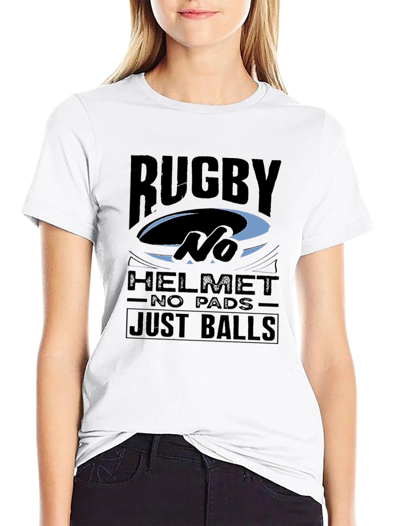 Rugby No Helmet Just Balls Graphic Tee