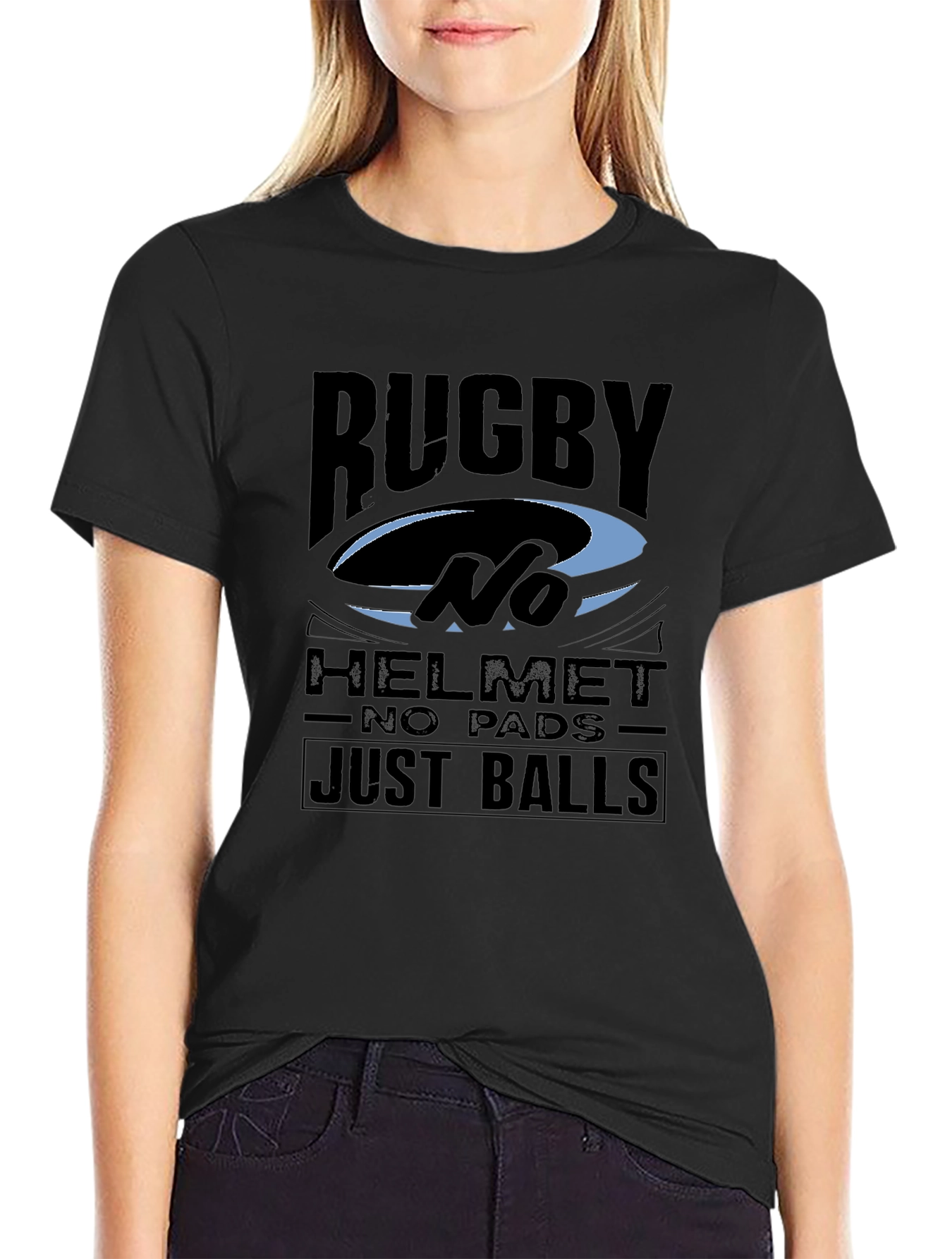 Rugby No Helmet Just Balls Graphic Tee